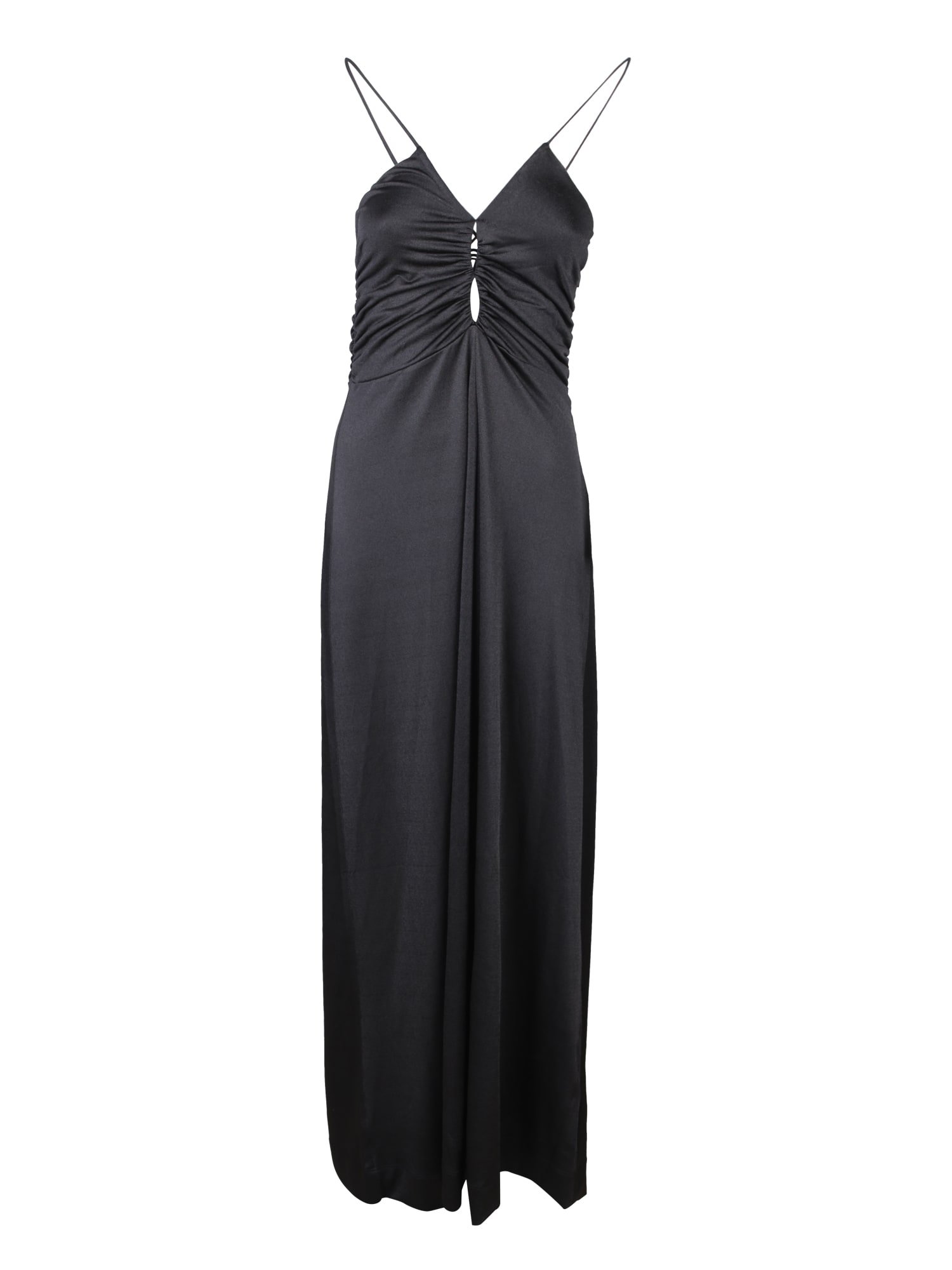 Shop Ganni Crossover-strap Maxi Dress In Black