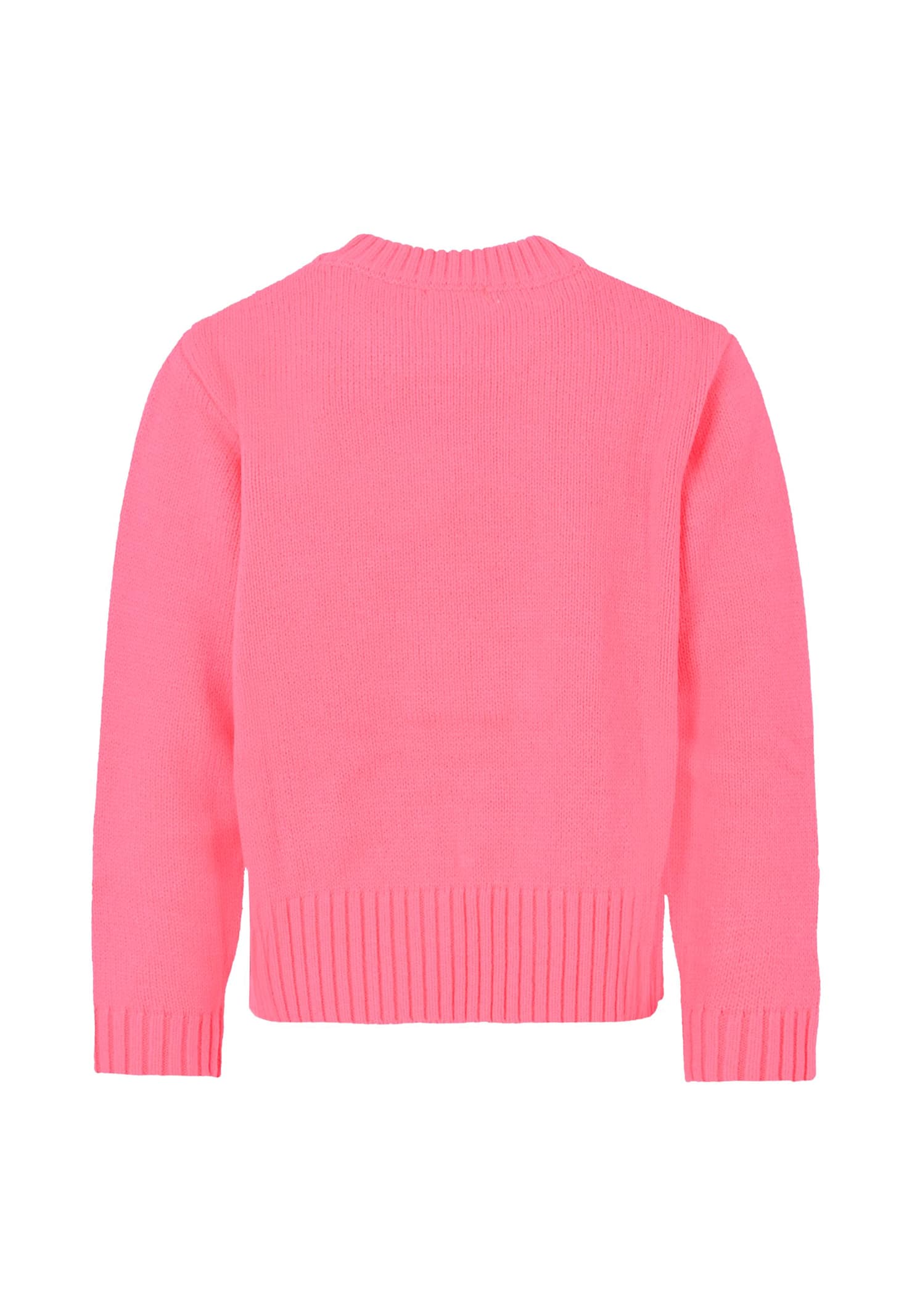 Billieblush Neon Pink Sweater For Girl With Embroidery In Pink