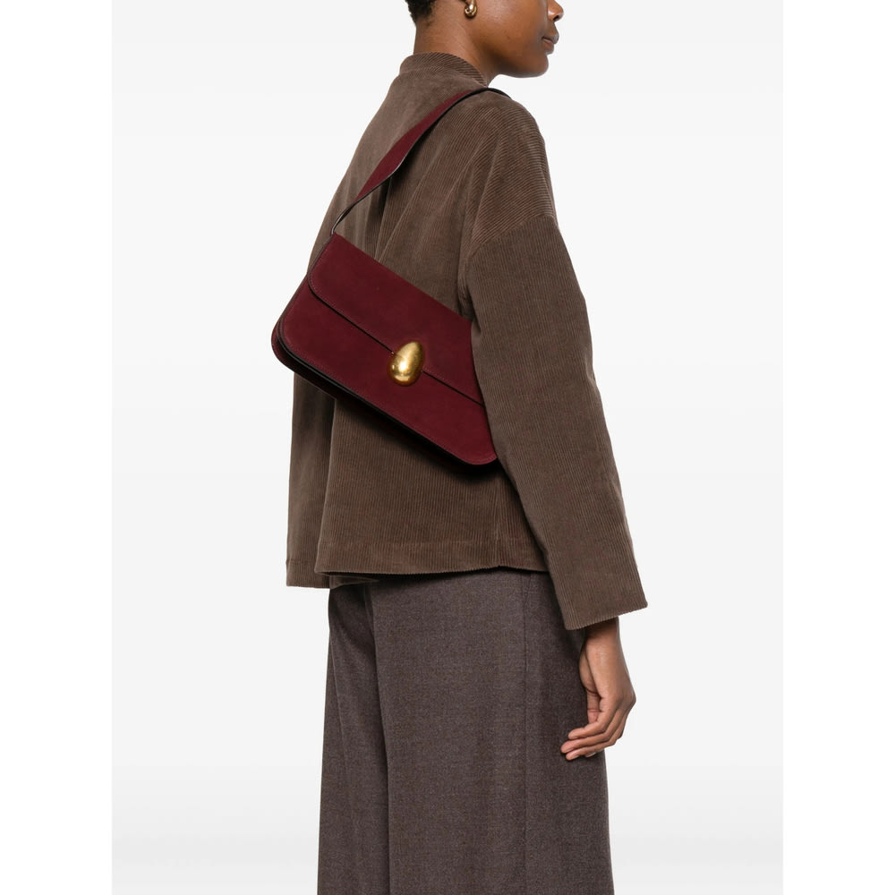 Neous Clasp-fastening Suede Shoulder Bag In Red