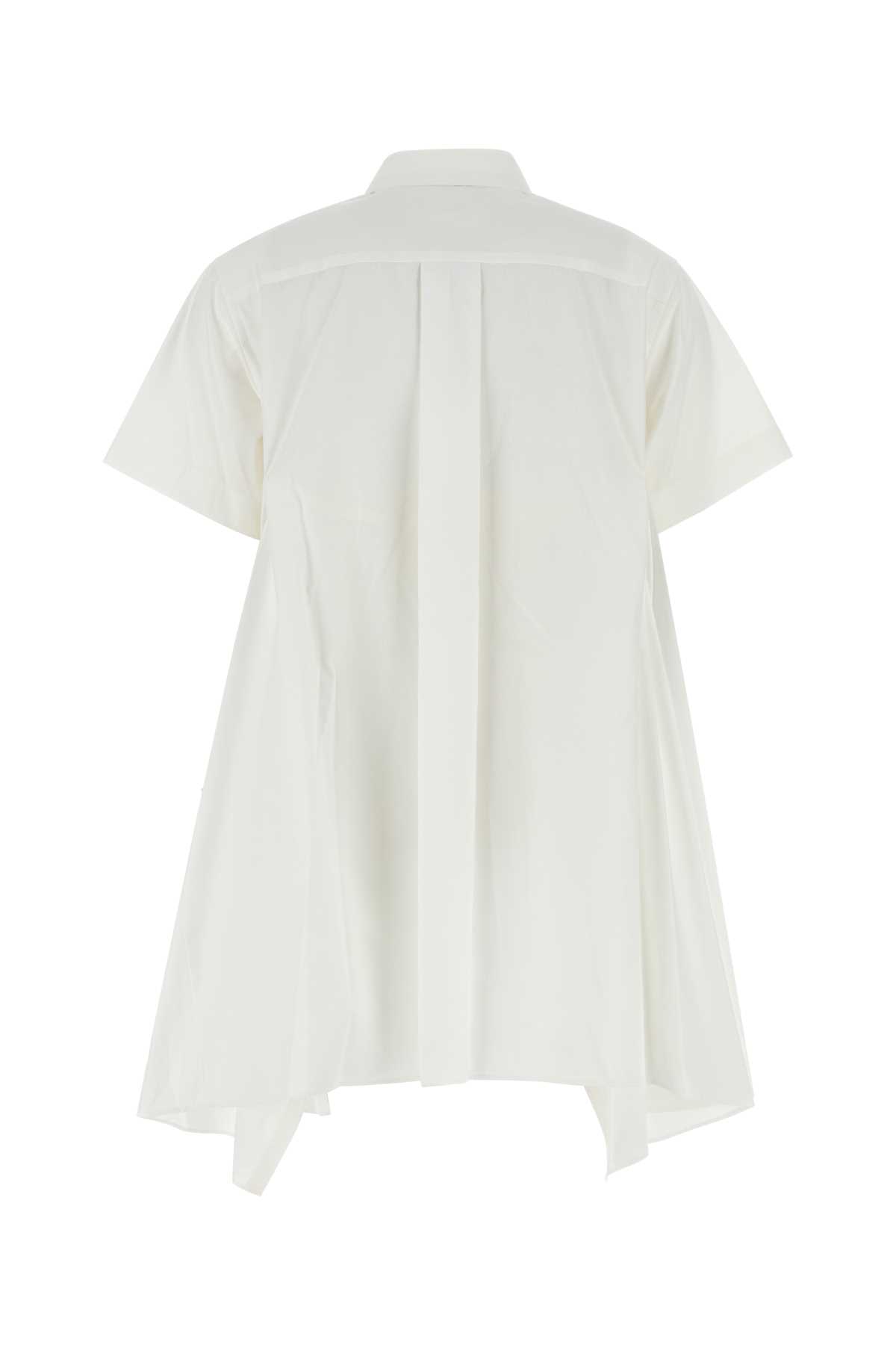 Shop Sacai White Poplin Mini Shirt Dress In Offwhite