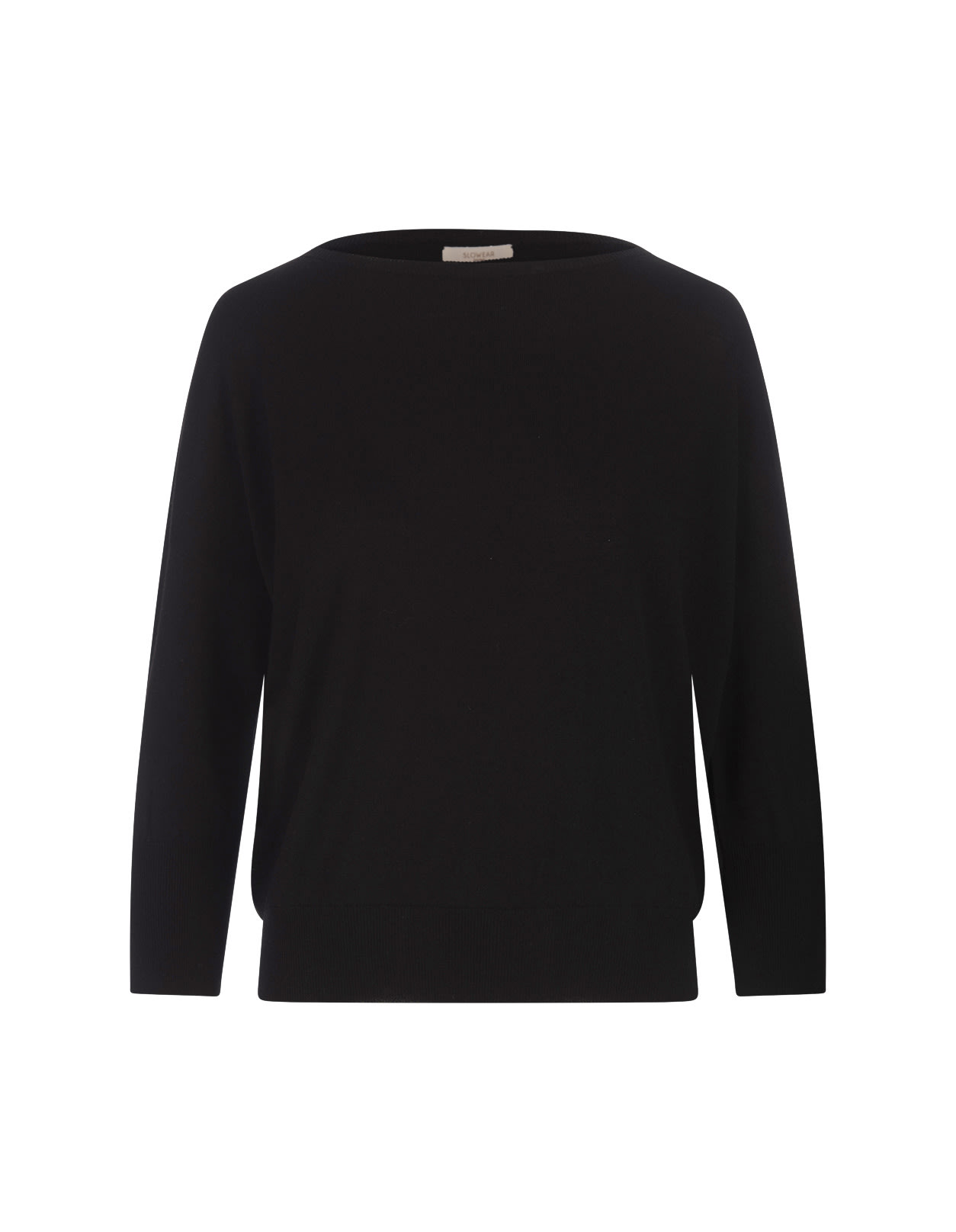 Shop Zanone Black Basic Sweater With Boat Neckline