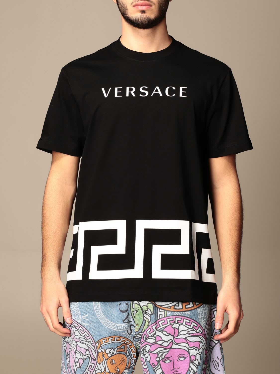 Versace T-shirt Versace Cotton T-shirt With Logo And Greek