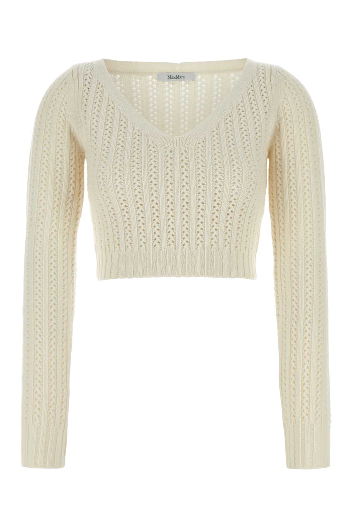 MAX MARA WHITE WOOL BLEND IFREM SWEATER 