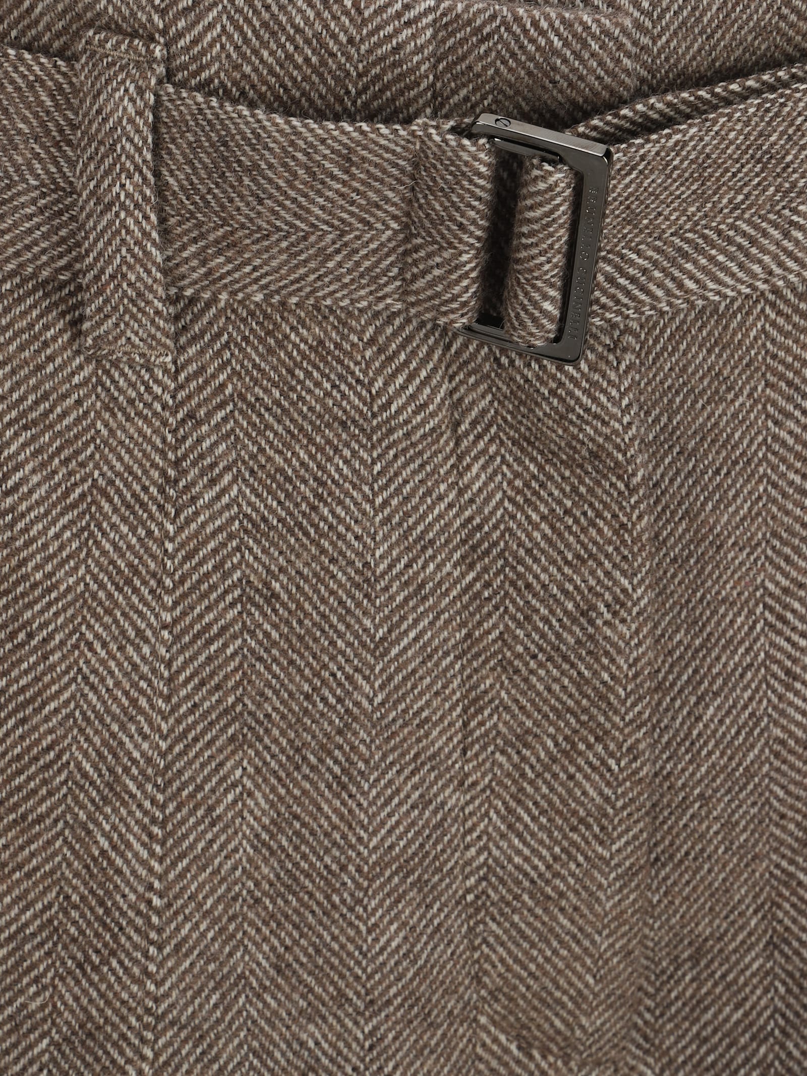 Brunello Cucinelli Chevron Pants In Brown/panama