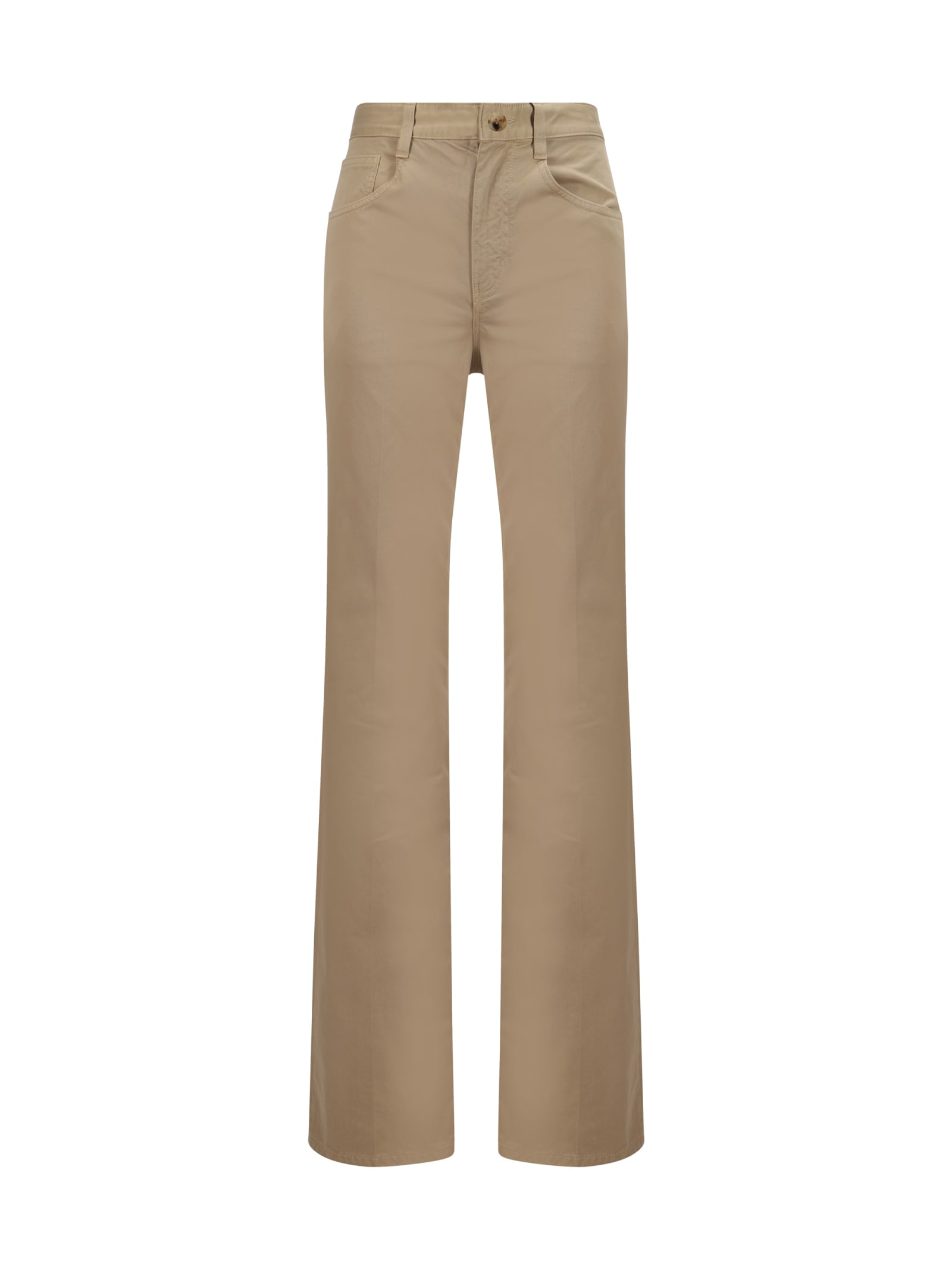 Shop Saint Laurent Denim Pants In Safari Beige