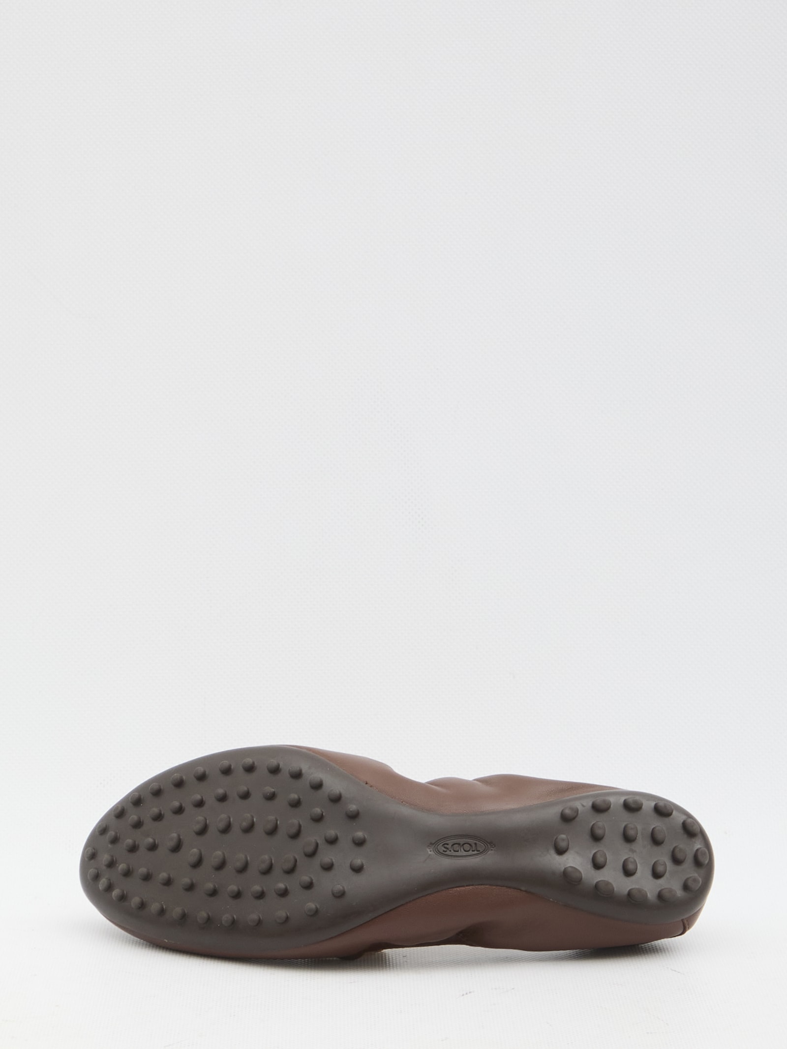 Shop Tod's Ballet Flats With Decorative Rings On The Front In Leather In Brown