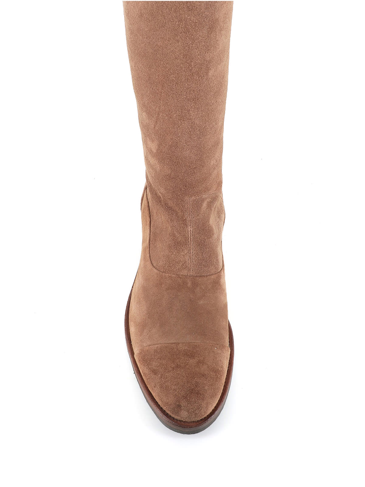Alberto Fasciani Zipped Leather Knee-length Boots In Beige