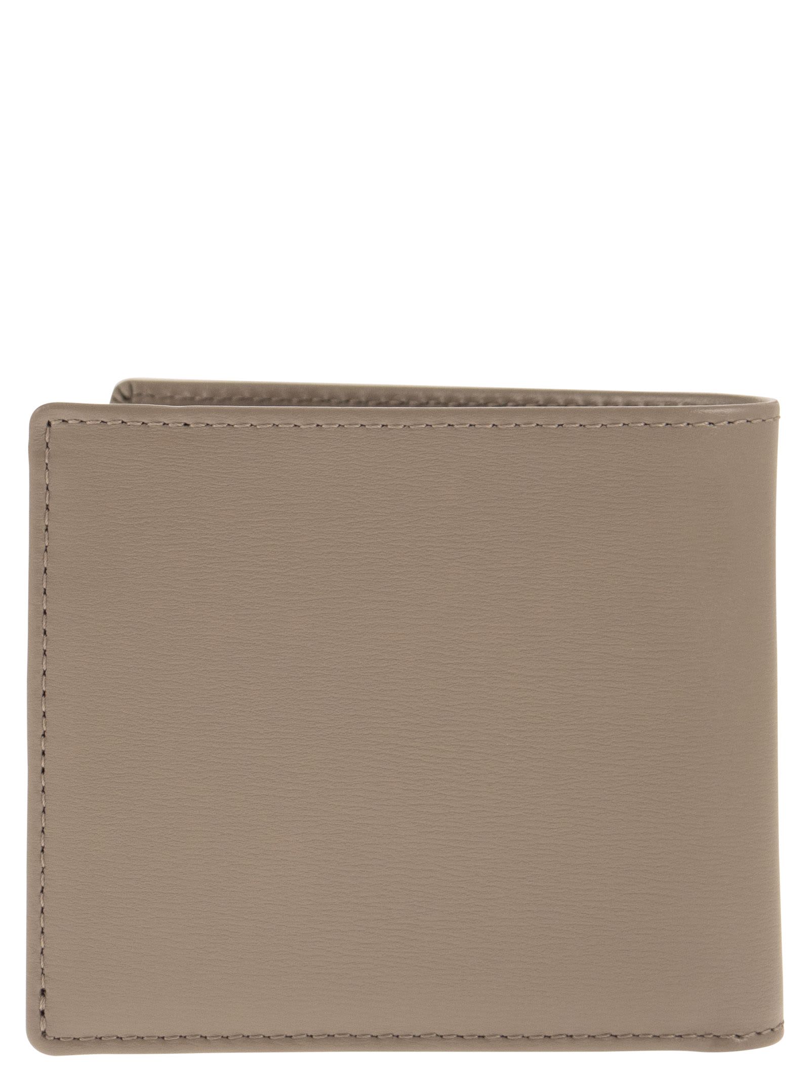 Shop Tod's Leather Wallet With Logo In Beige