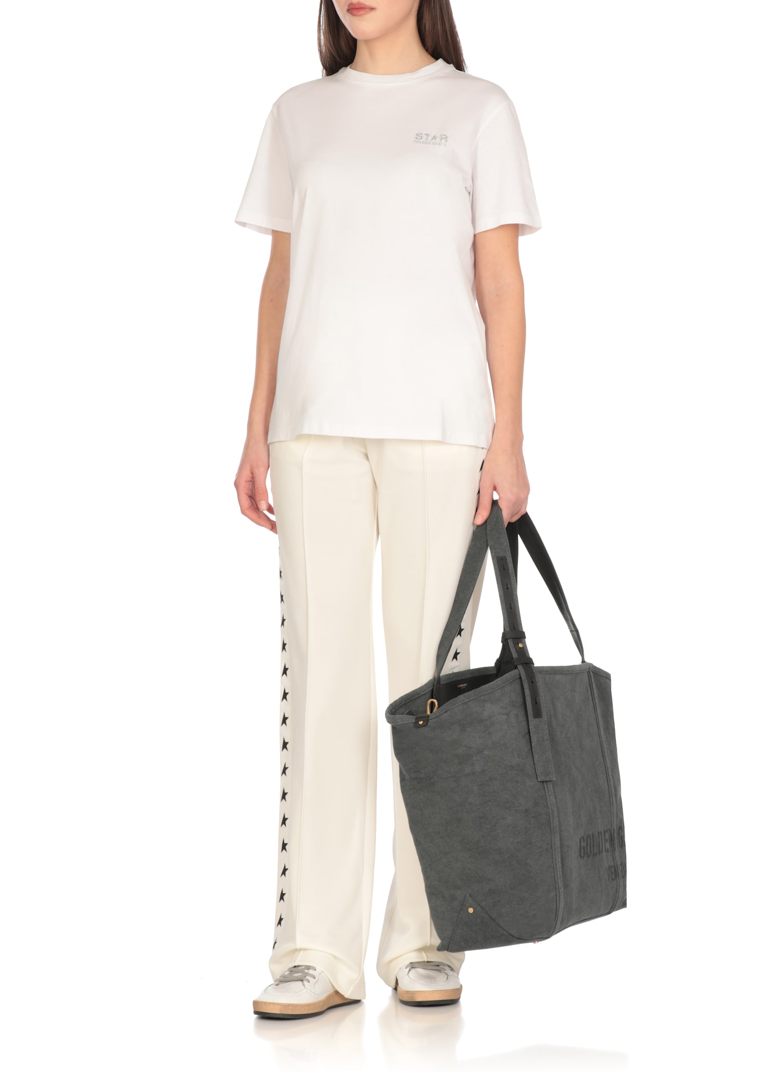 Golden Goose Straight Trousers With Drawstring And Pockets In White
