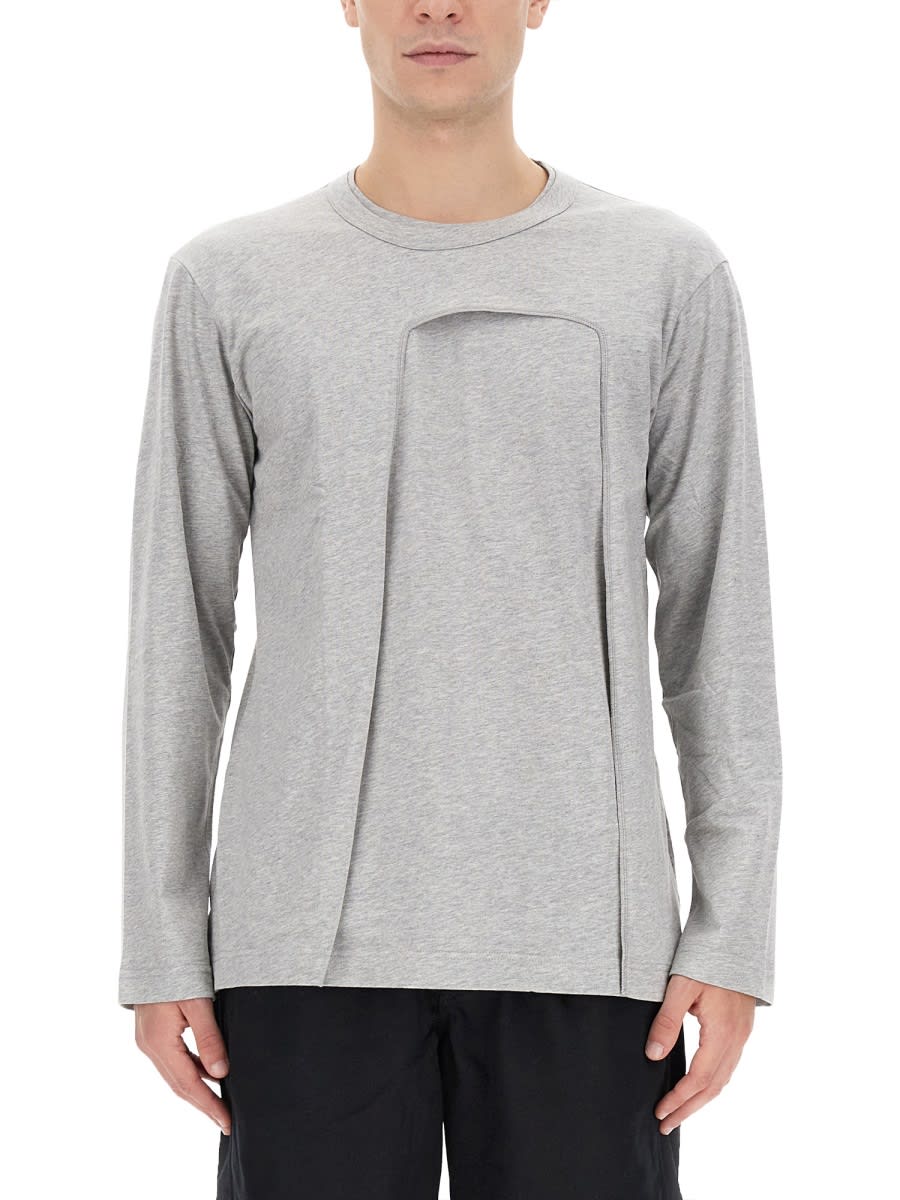 Shop Comme Des Garçons Shirt Cut Out T-shirt In Grey