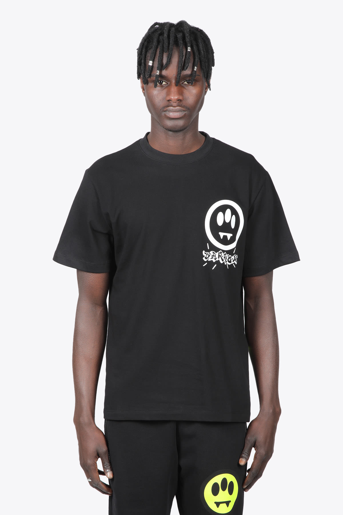 Barrow T-shirt Jersey Unisex Black cotton t-shirt with multicolor palm-tree