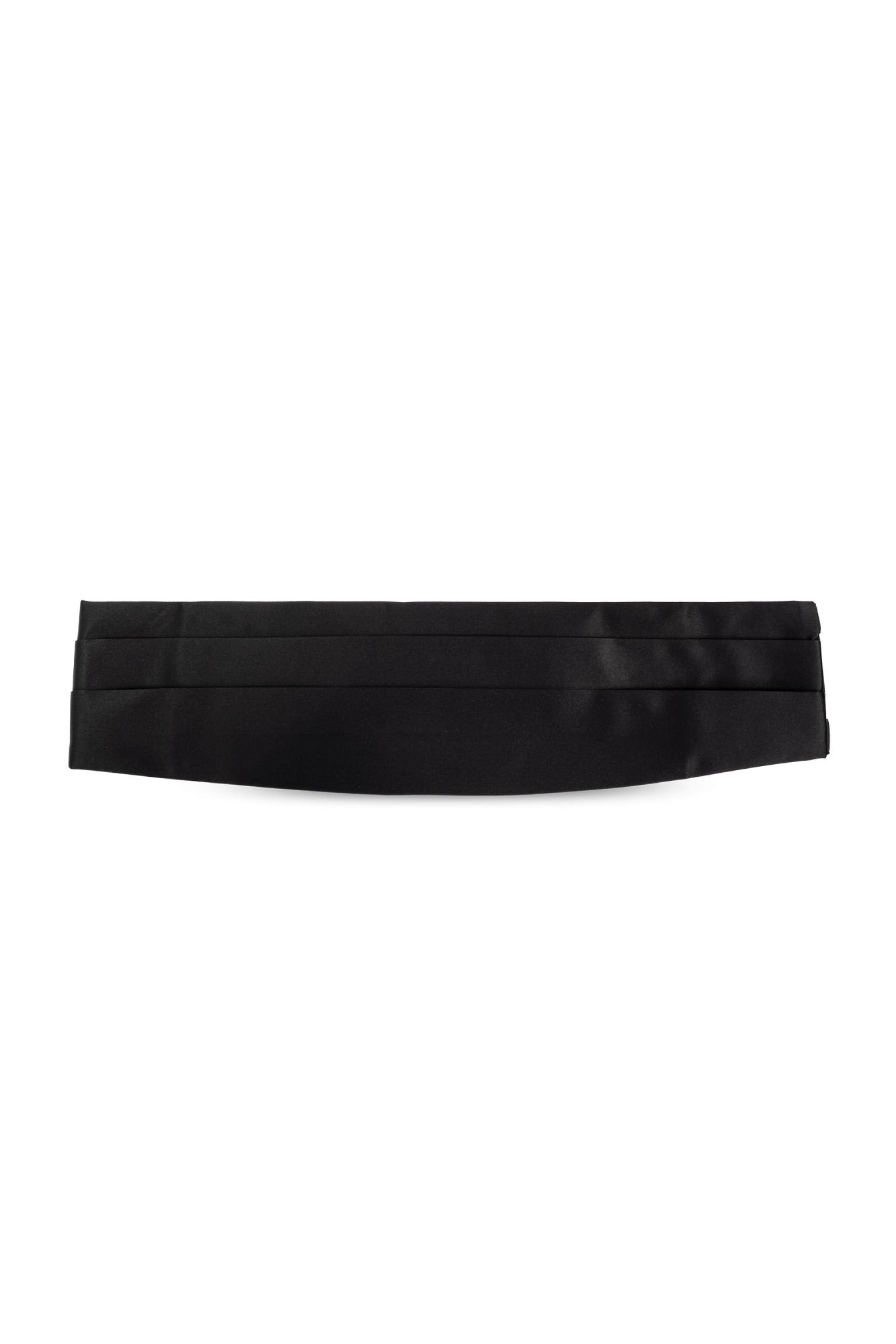 Shop Giorgio Armani Silk Tuxedo Belt In Black