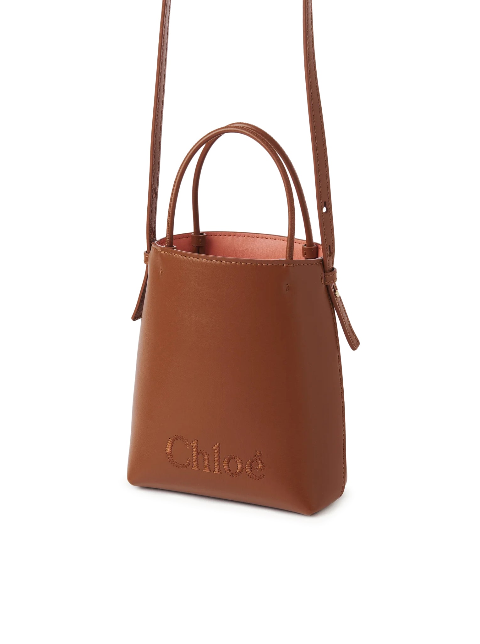 Shop Chloé Micro Sense Bucket Bag In Caramel