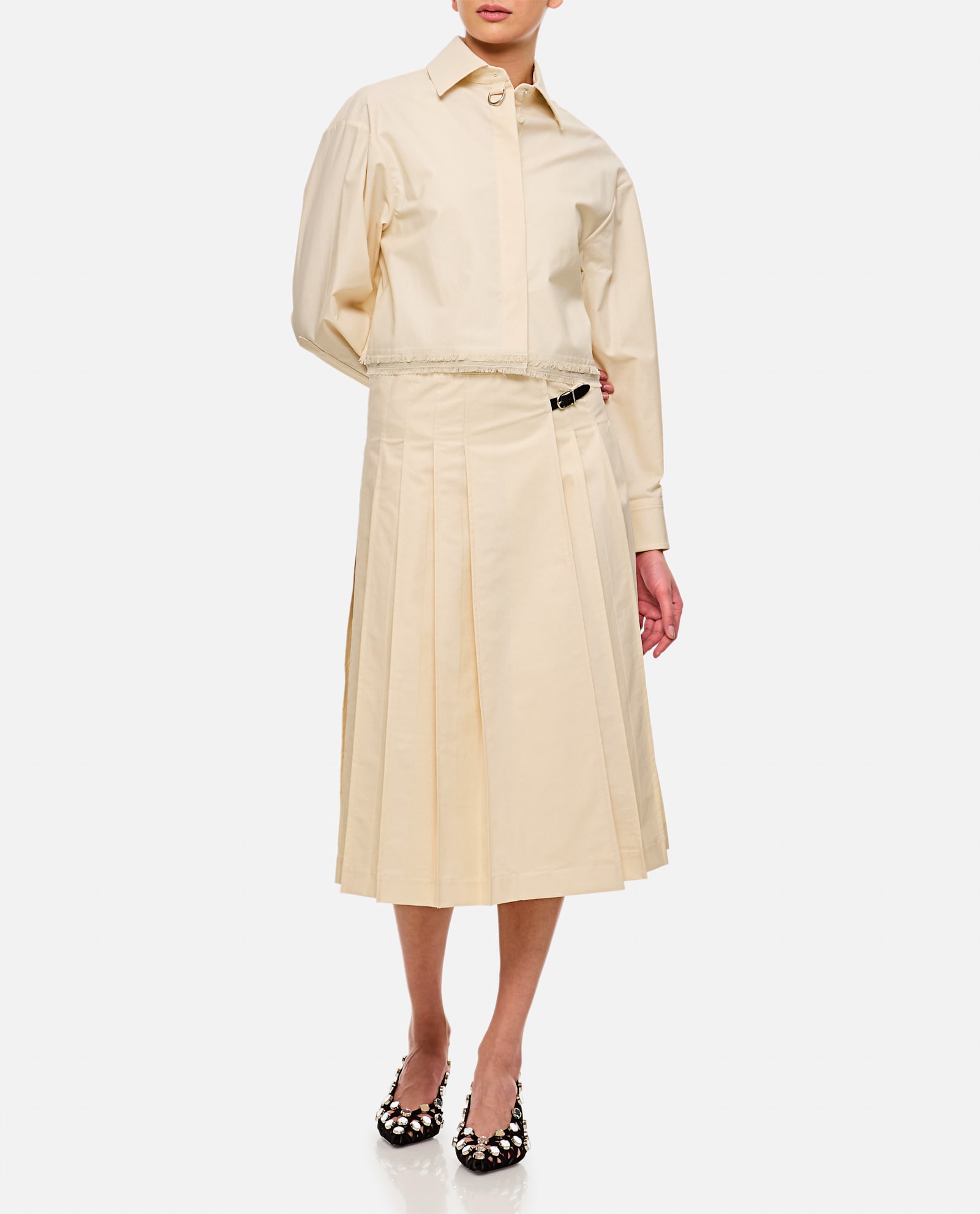 Durazzi Milano Pleated Midi Skirt In White