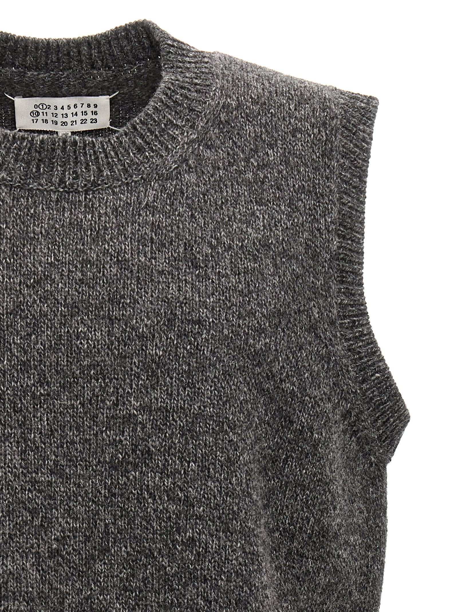 Shop Maison Margiela Wool Vest In Gray