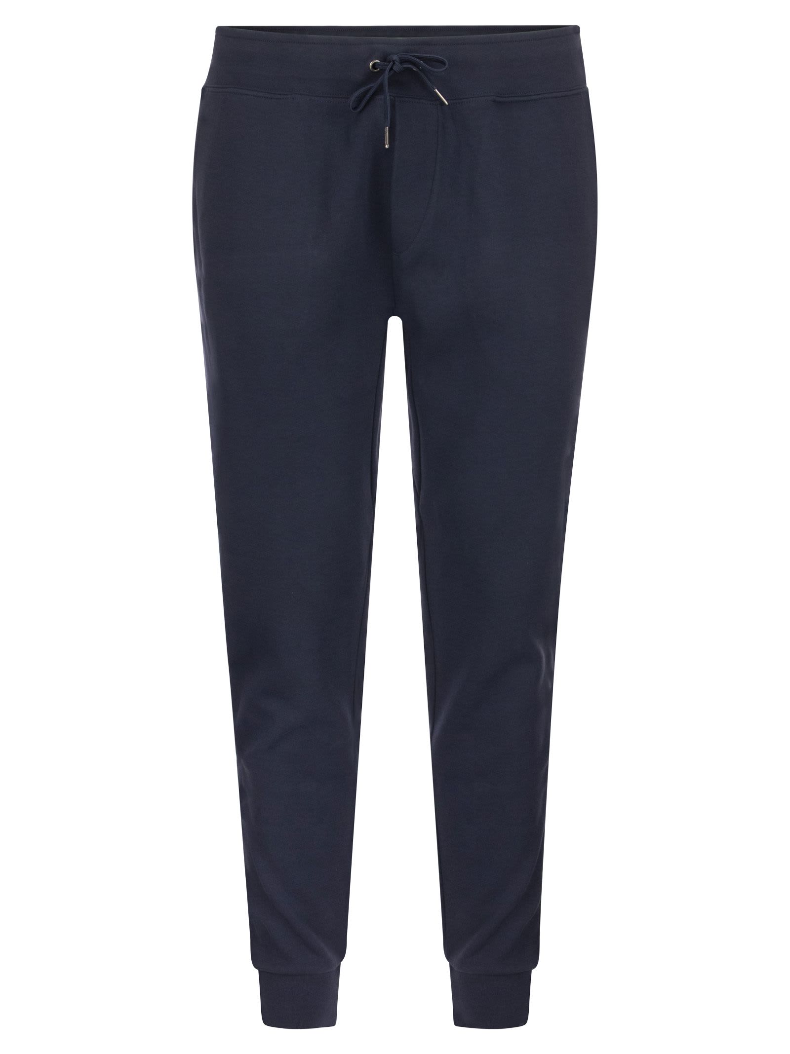 Shop Polo Ralph Lauren Double-knit Jogging Trousers In Navy Blue