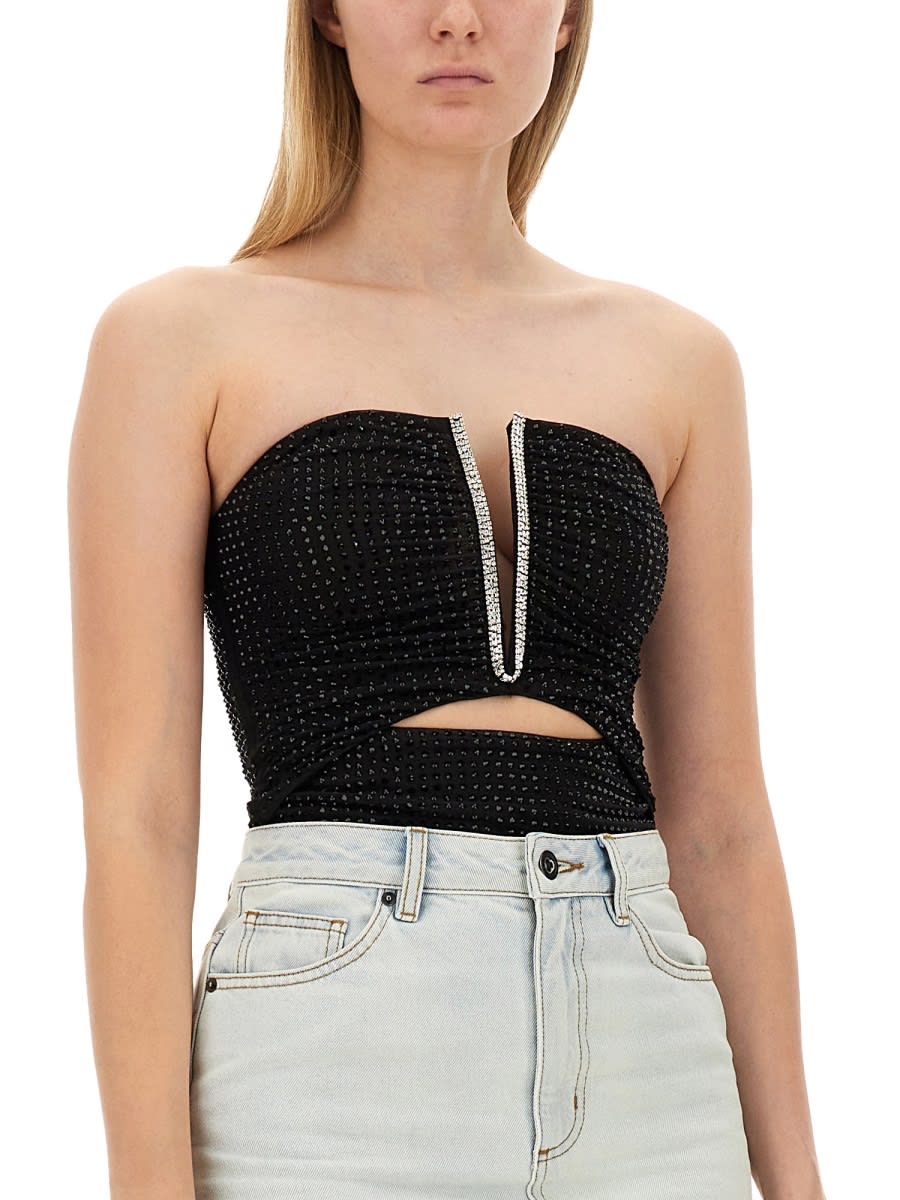 Shop Self-portrait Jersey Top In Black