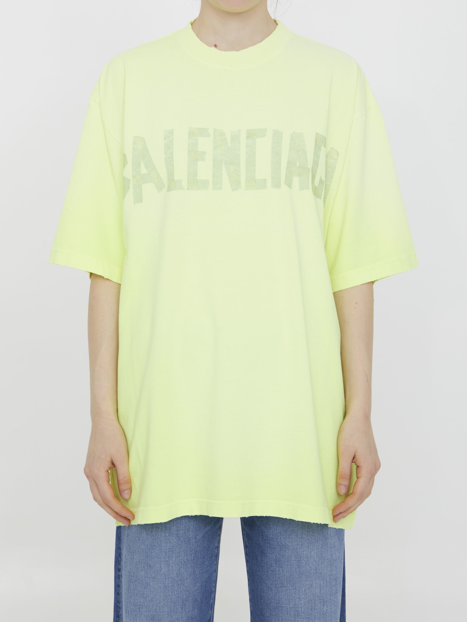 Balenciaga Tape Type T-shirt In Yellow