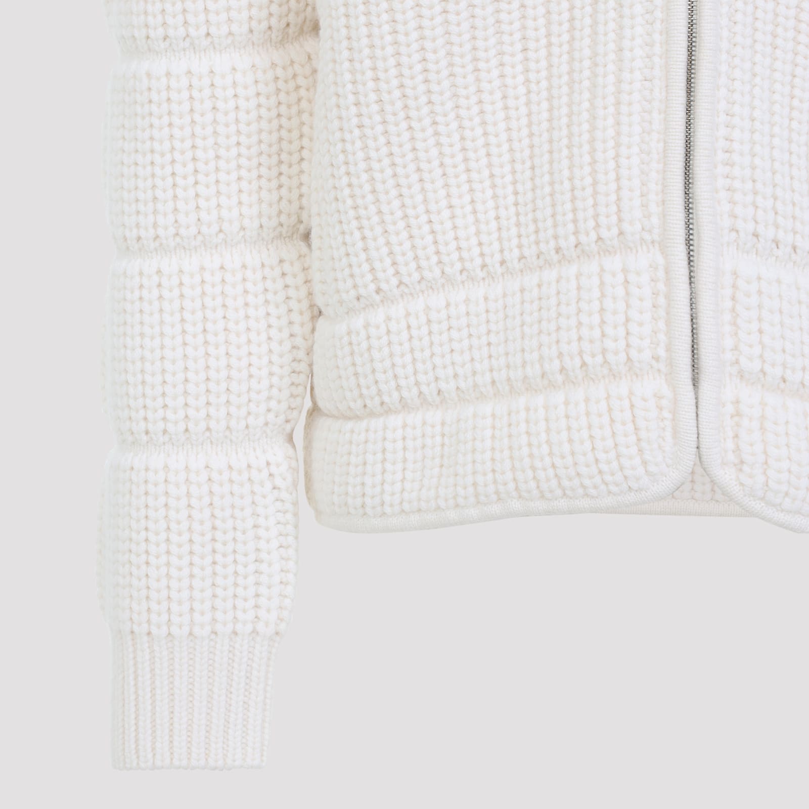 Casablanca White Merino Wool Ribbed Padded Jacket In White