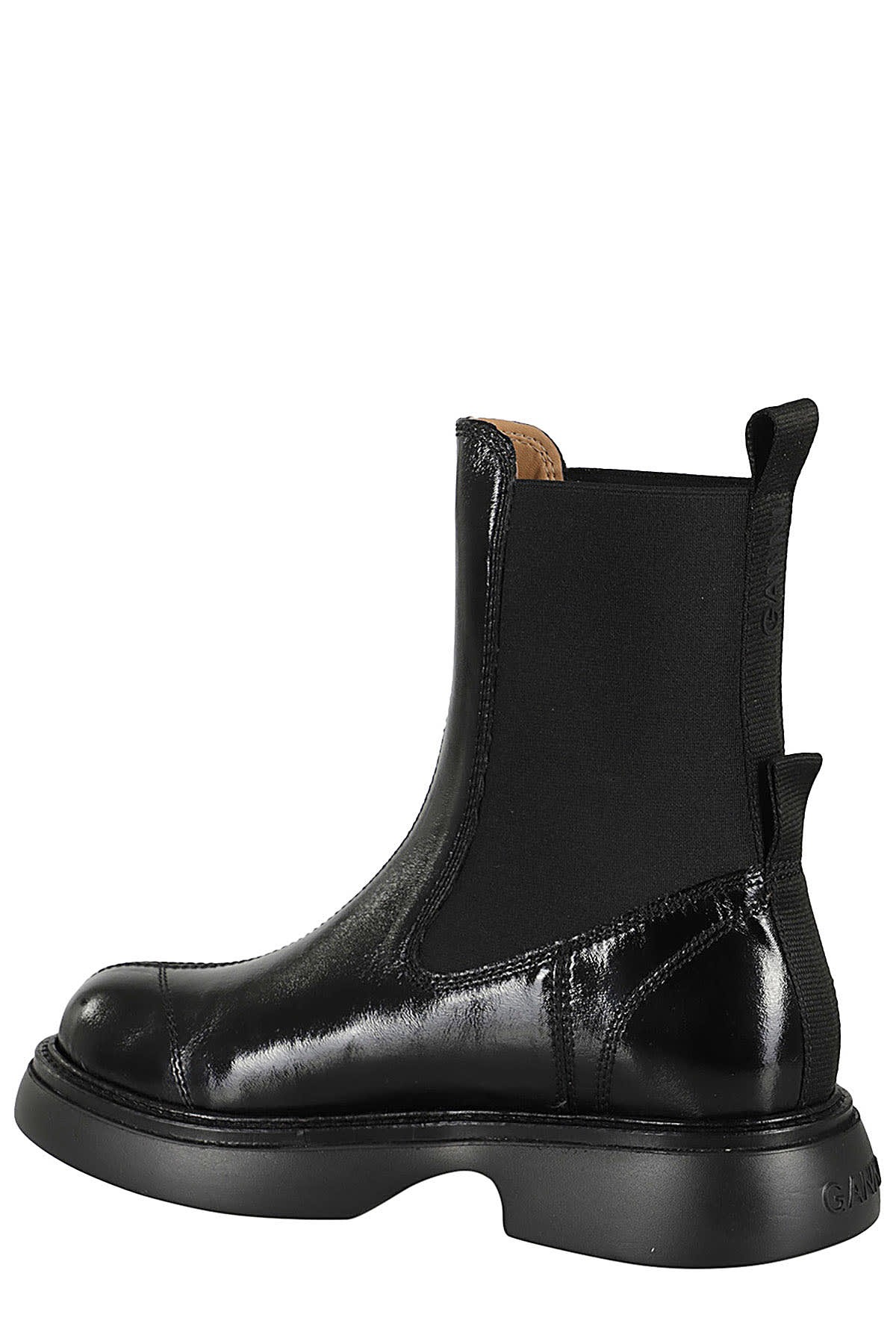 Shop Ganni Everyday Mid Chelsea Boots Tonal Naplack In Black