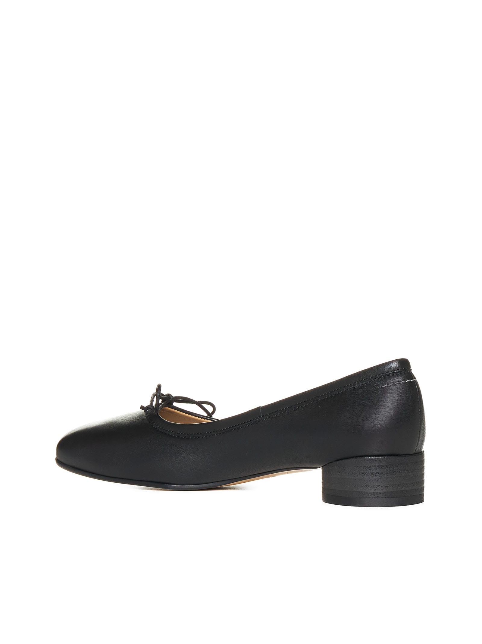 Shop Mm6 Maison Margiela Leather Ballerina In Black