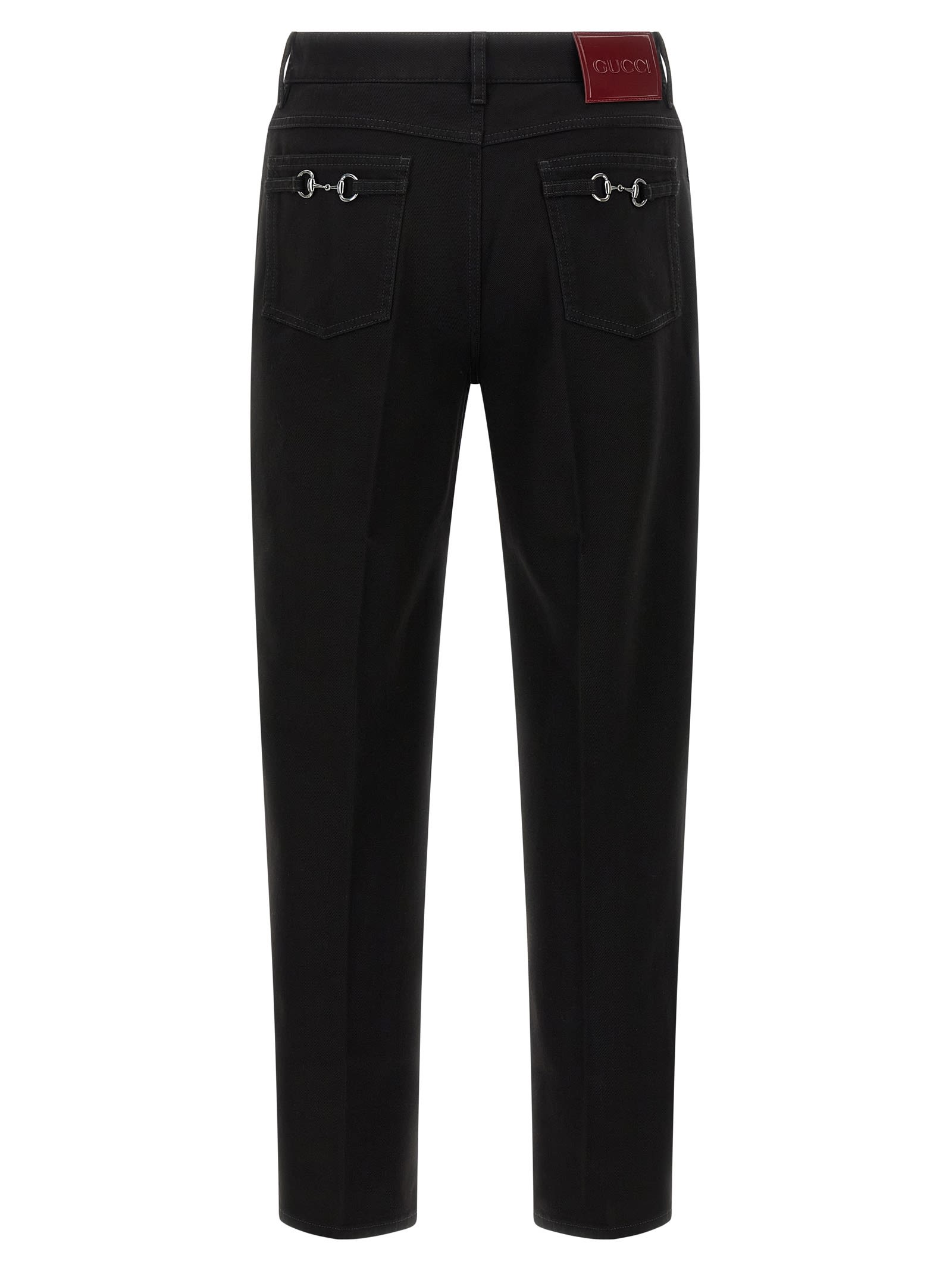Gucci Cropped Denim Trousers Five Pocket Style In Black