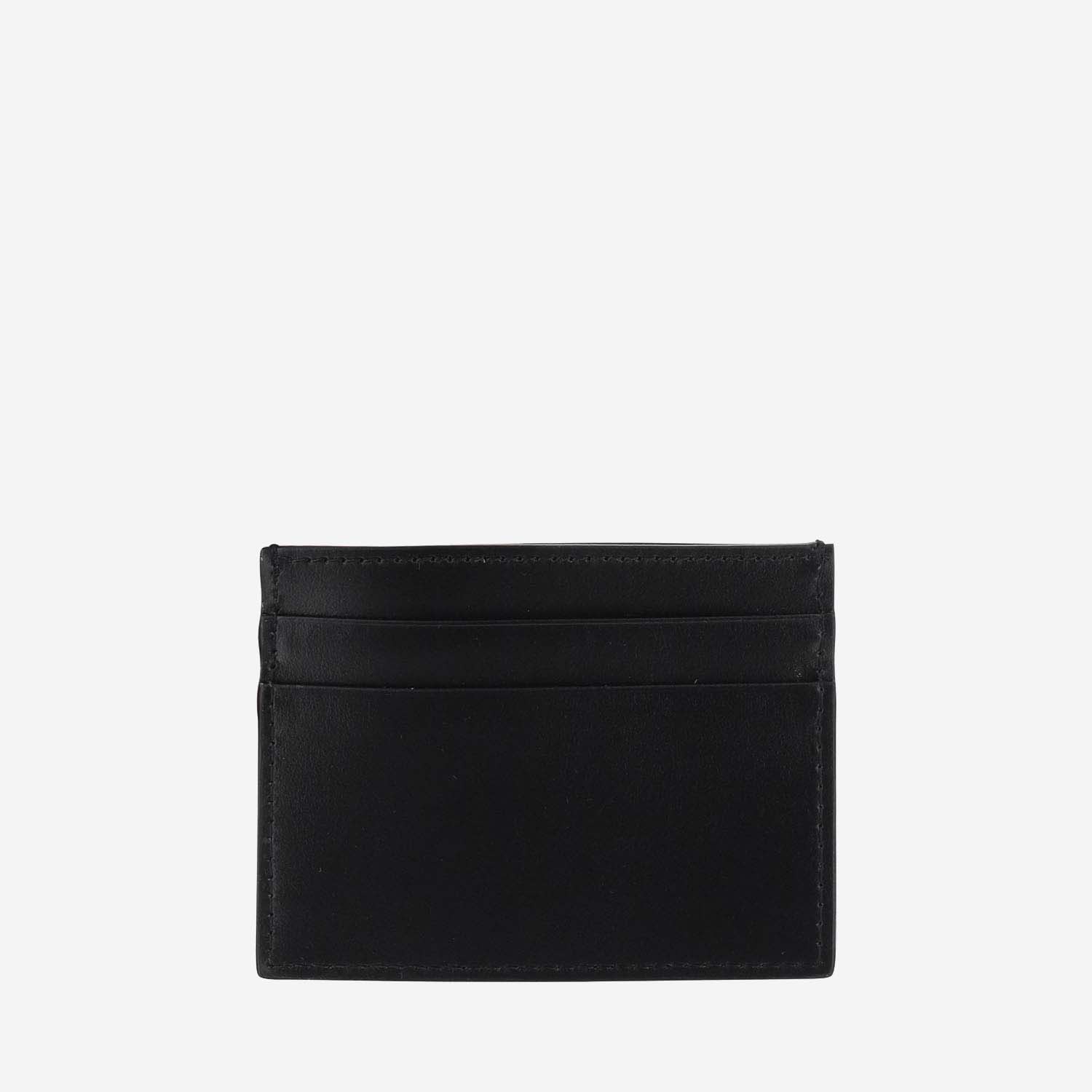 Shop Dolce & Gabbana Calfskin Leather Card Holder With Logo In Black