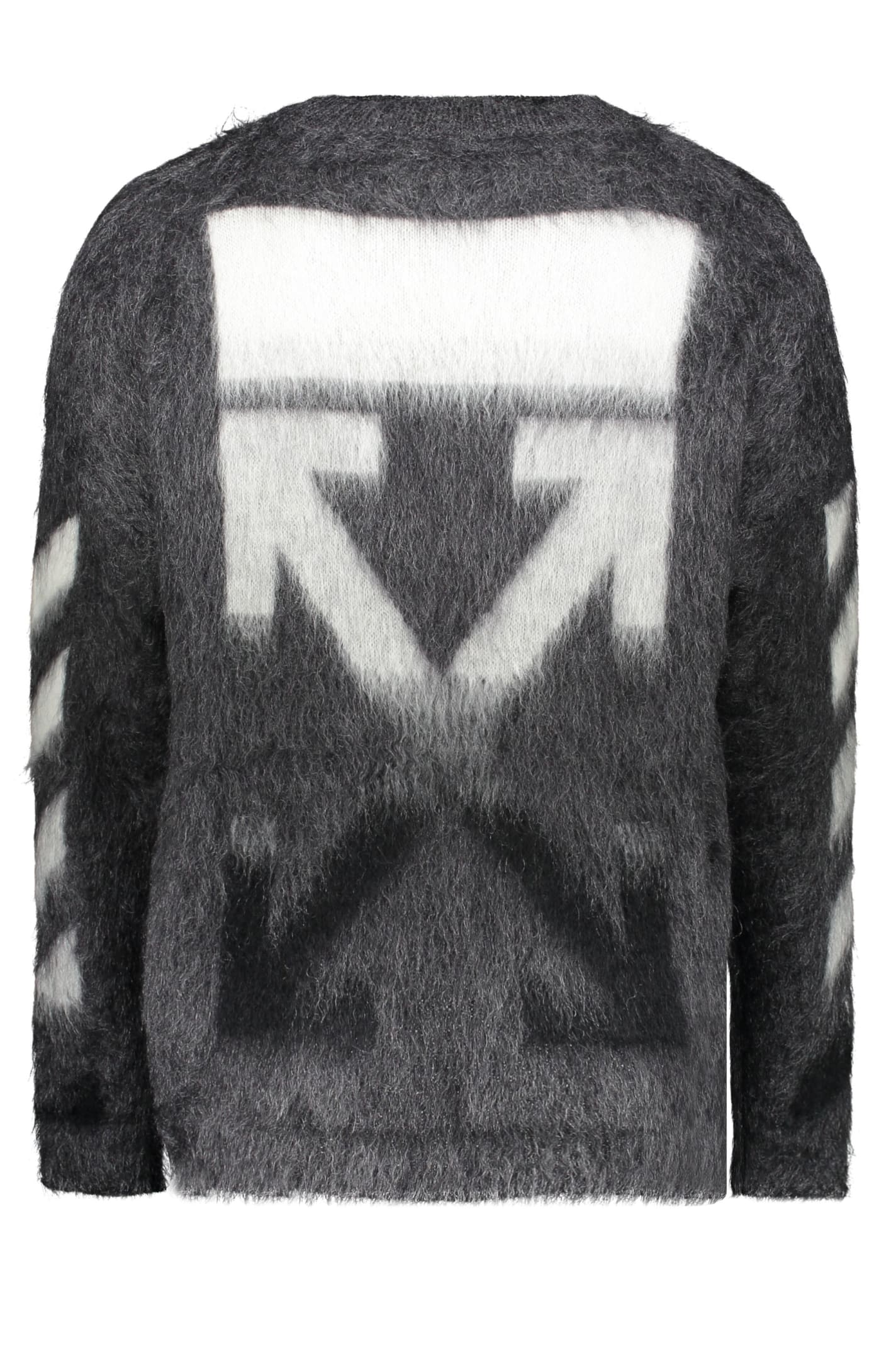 Shop Off-white Long Sleeve Crew-neck Sweater In Heather Grey