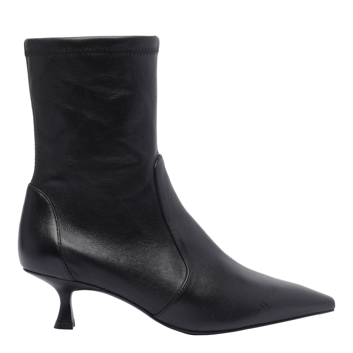 Stuart Weitzman Leather Ankle Boots Kitten Heel In Black