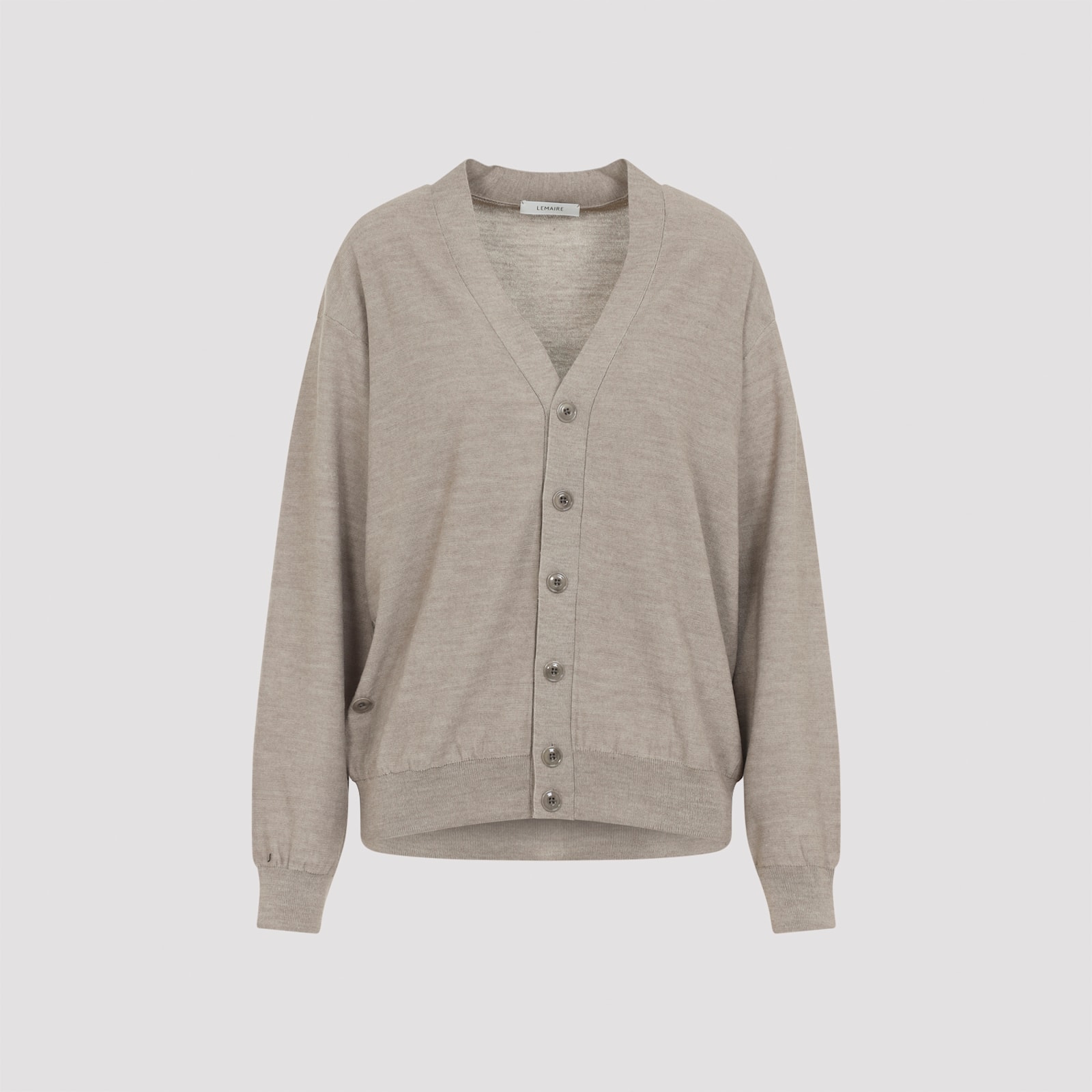 Lemaire Relaxed Twisted Knit Cardigan In Gray