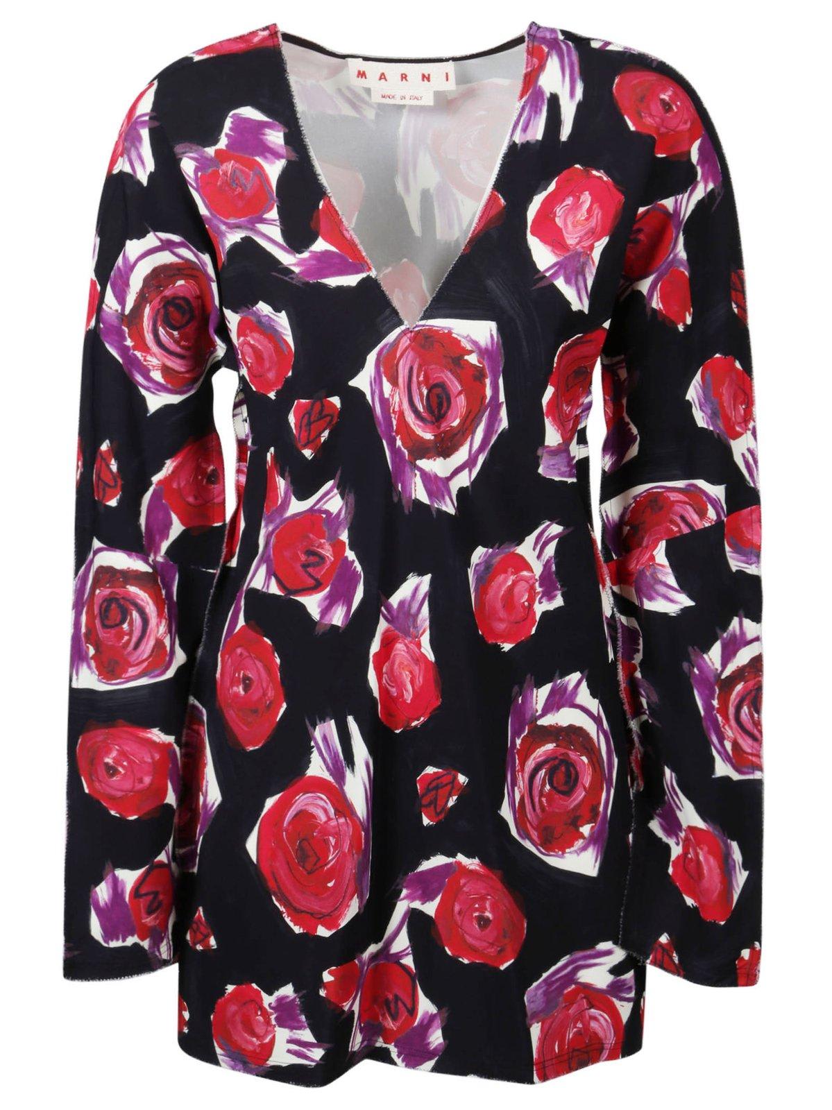 Marni Rose Printed Cady Long Shirt