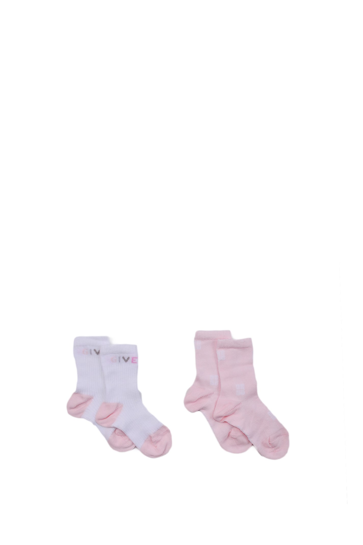 Givenchy Kids' Cotton Blend Socks Set In Rose