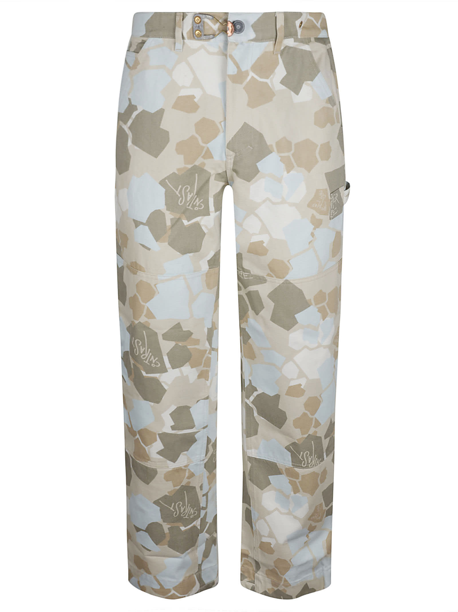Shop Objects Iv Life Straight Printed Trousers In Blue