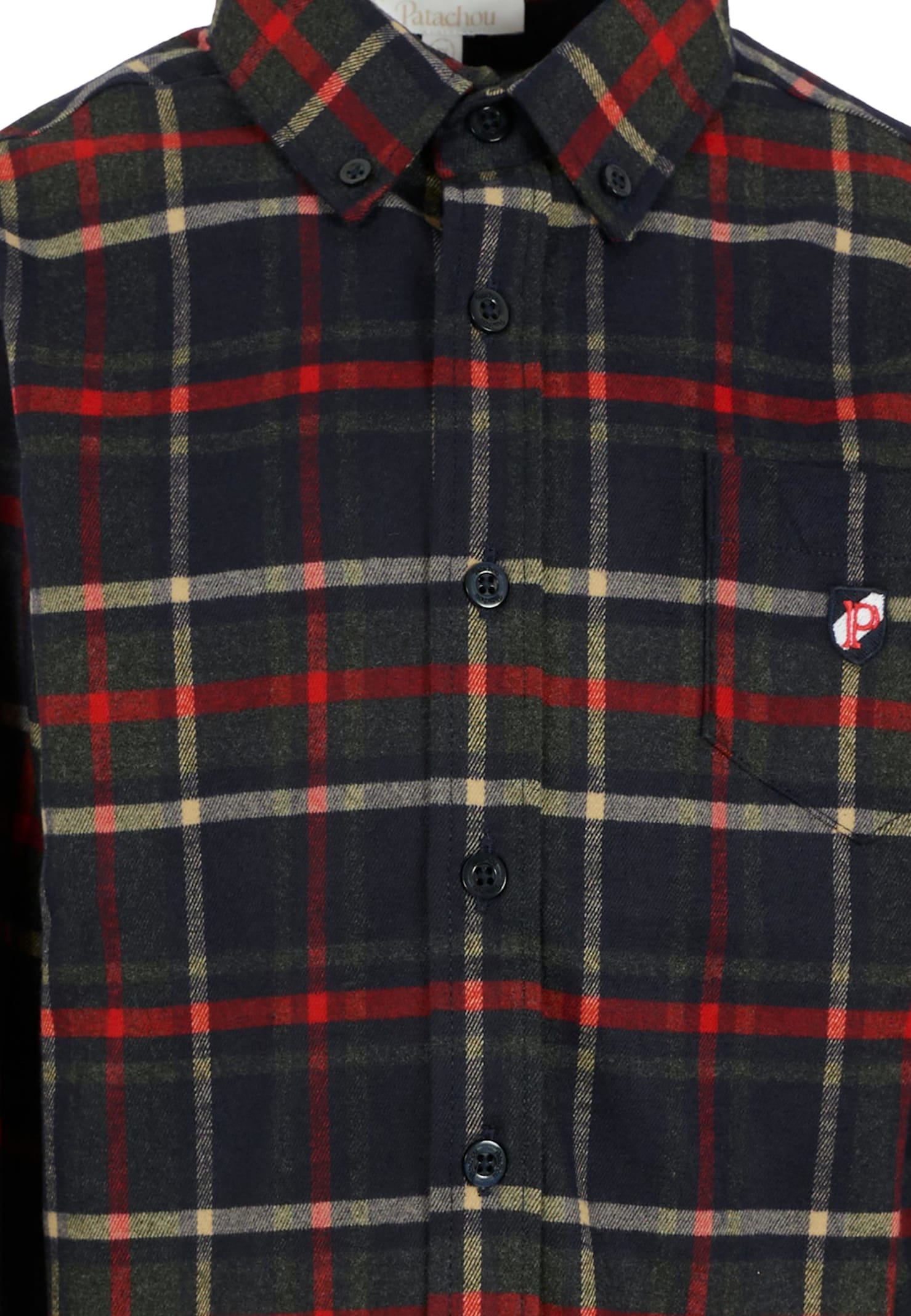 Patachou Blue Shirt For Boy With Patch In Multi