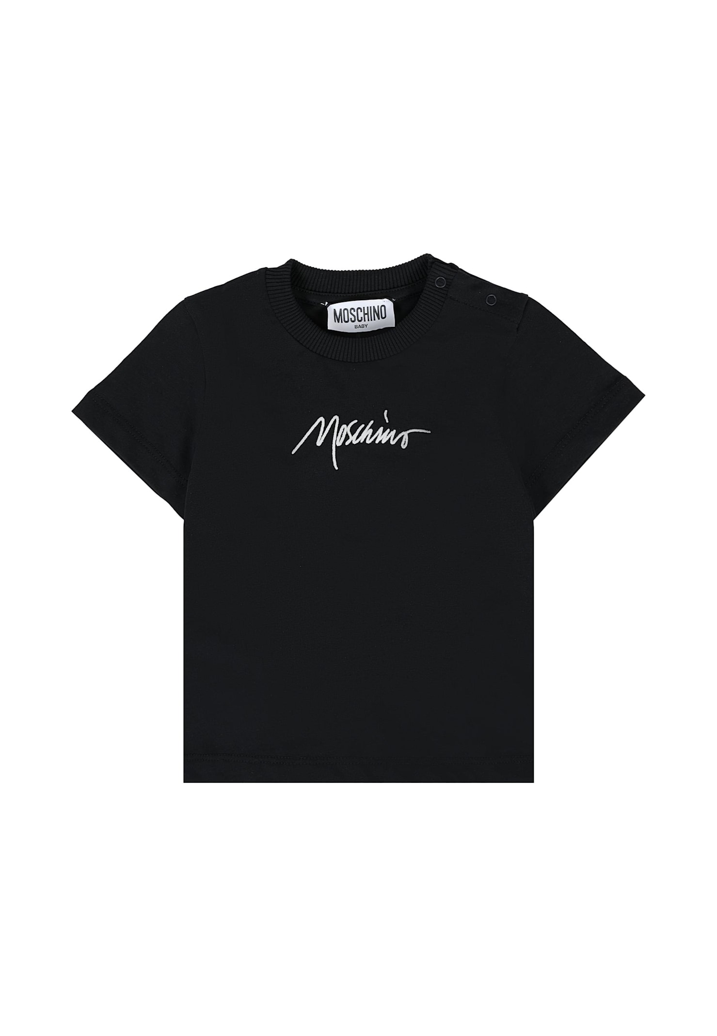 Moschino Black T-shirt For Baby Girl With Logo In Black