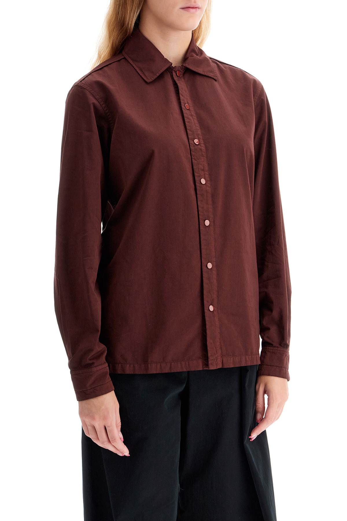 Shop Lemaire Cotton Dyed In The Garment Shirt In Cocoa Bean (red)