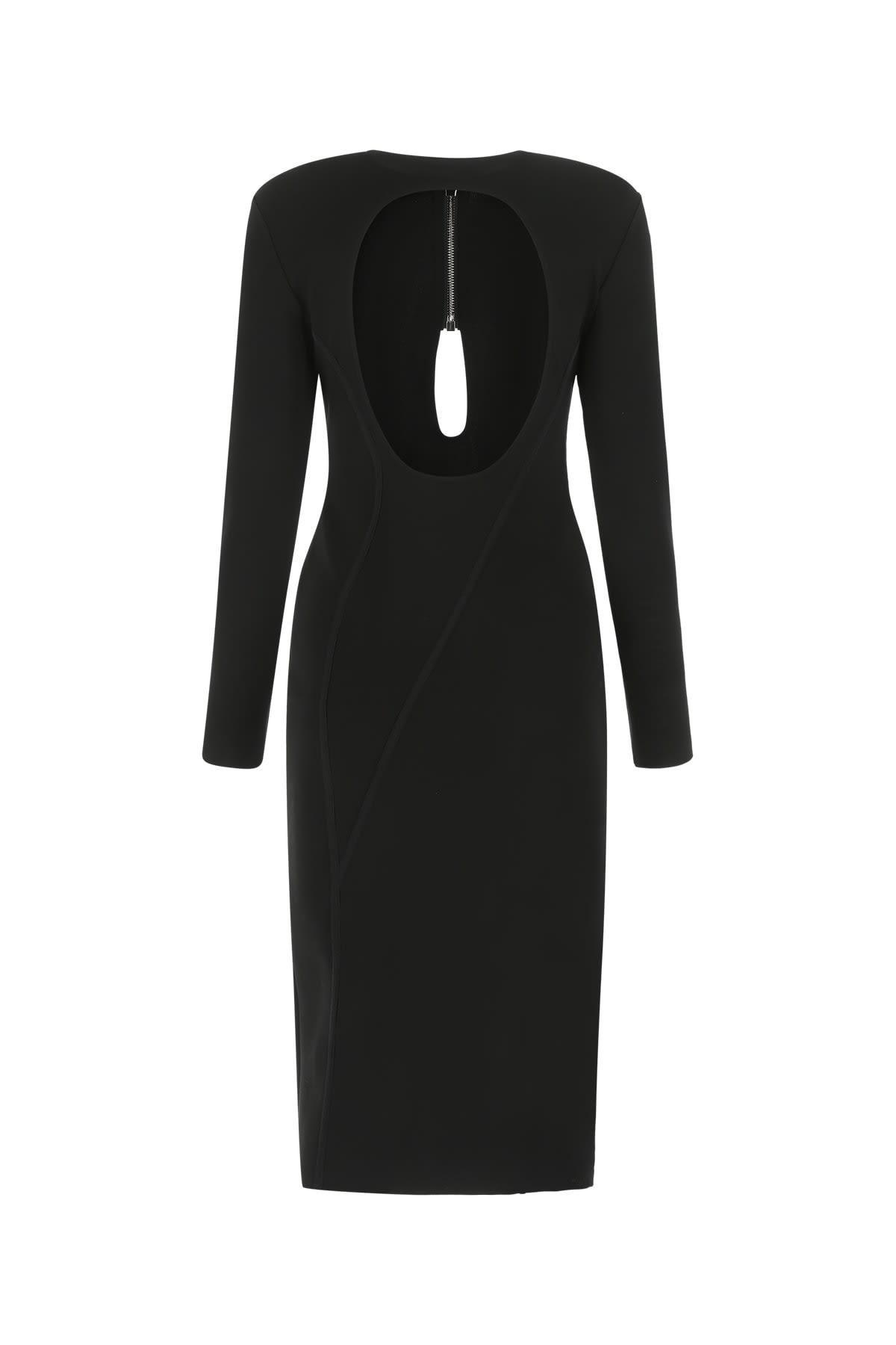 Tom Ford Black Stretch Jersey Midi Dress With Cut-out In Lb999