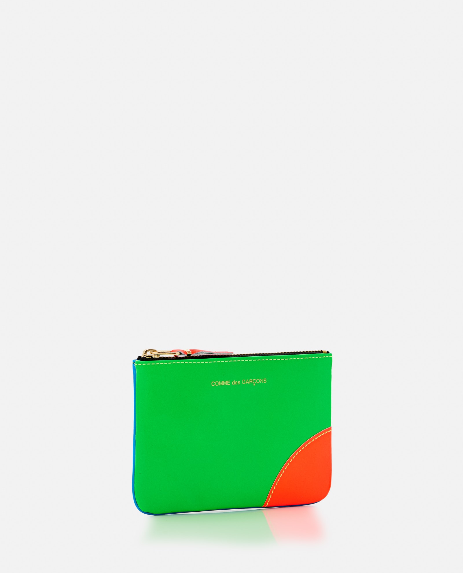 Shop Comme Des Garçons Play Super Fluo Leather Line Wallet In Blue