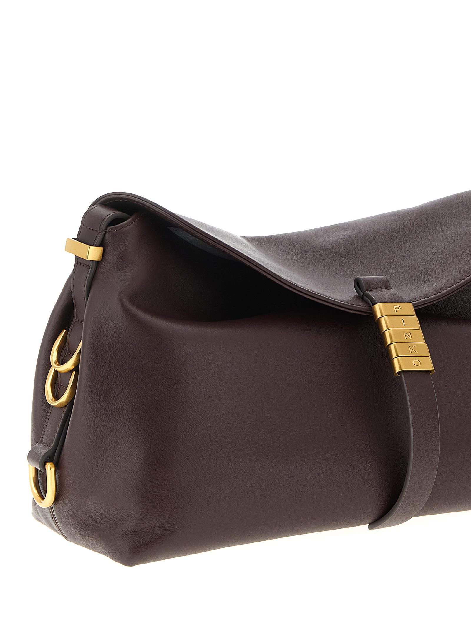 Pinko Classic Saddle Baguette Medium Shoulder Bag In Burgundy
