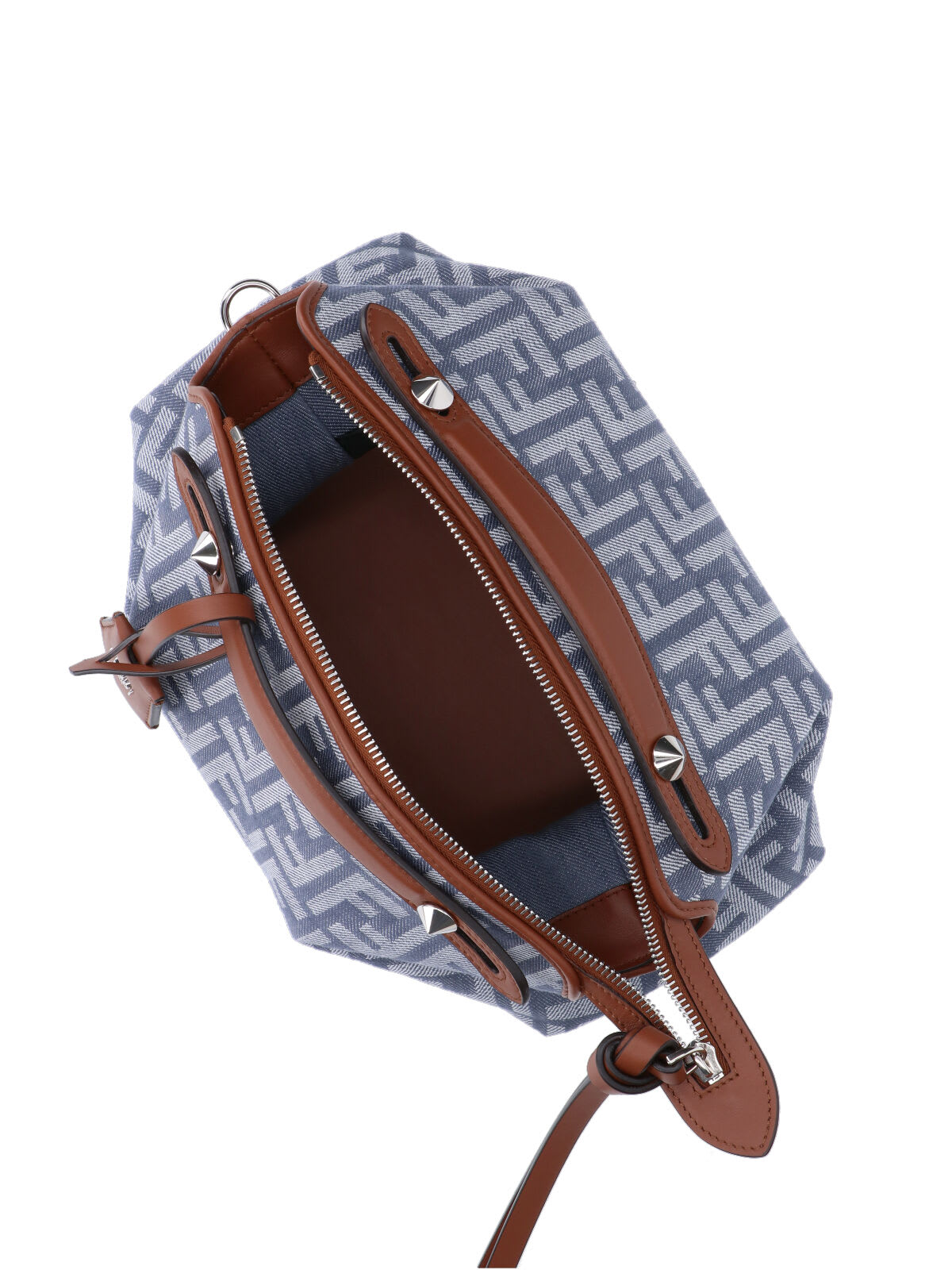 Fendi By The Way Soft Medium Ff Jacquard Denim Crossbody Bag In Blue