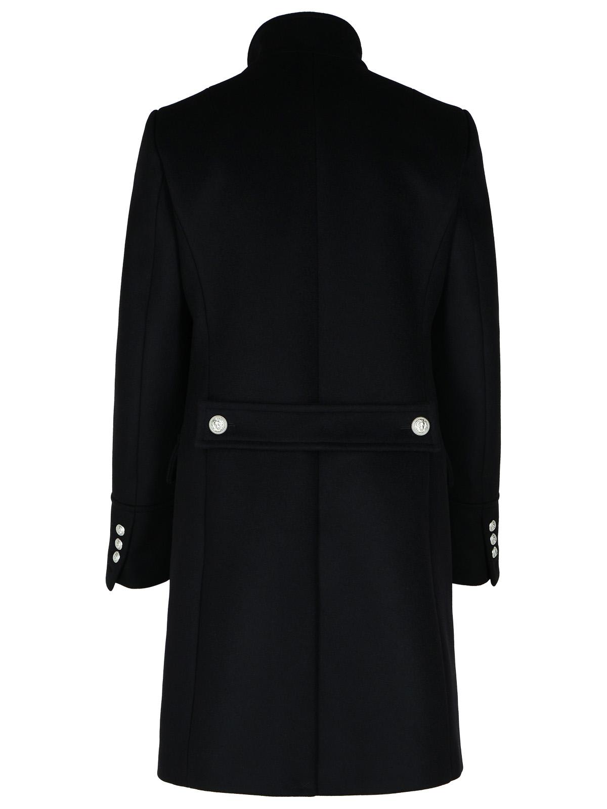 Shop Balmain Black Wool Blend Coat