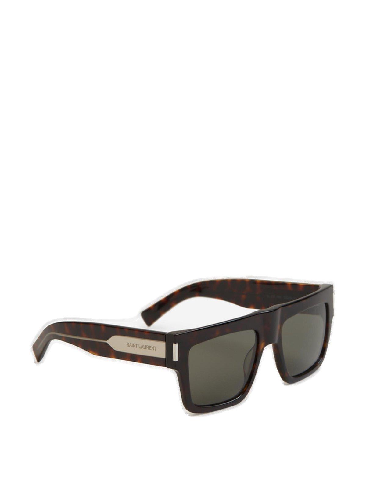 Shop Saint Laurent Square Frame Sunglasses In Black