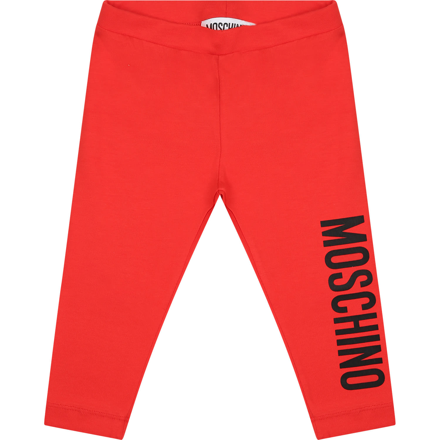 Shop Moschino Red Leggings For Baby Girl With Logo
