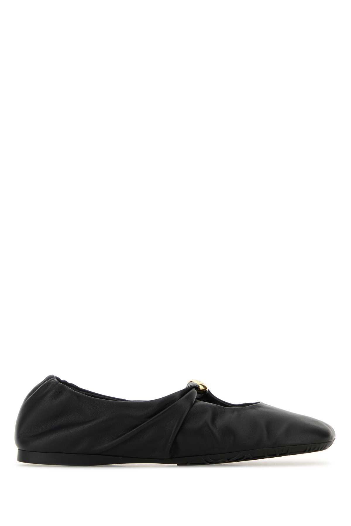 Black Nappa Leather Pebble Ballerinas