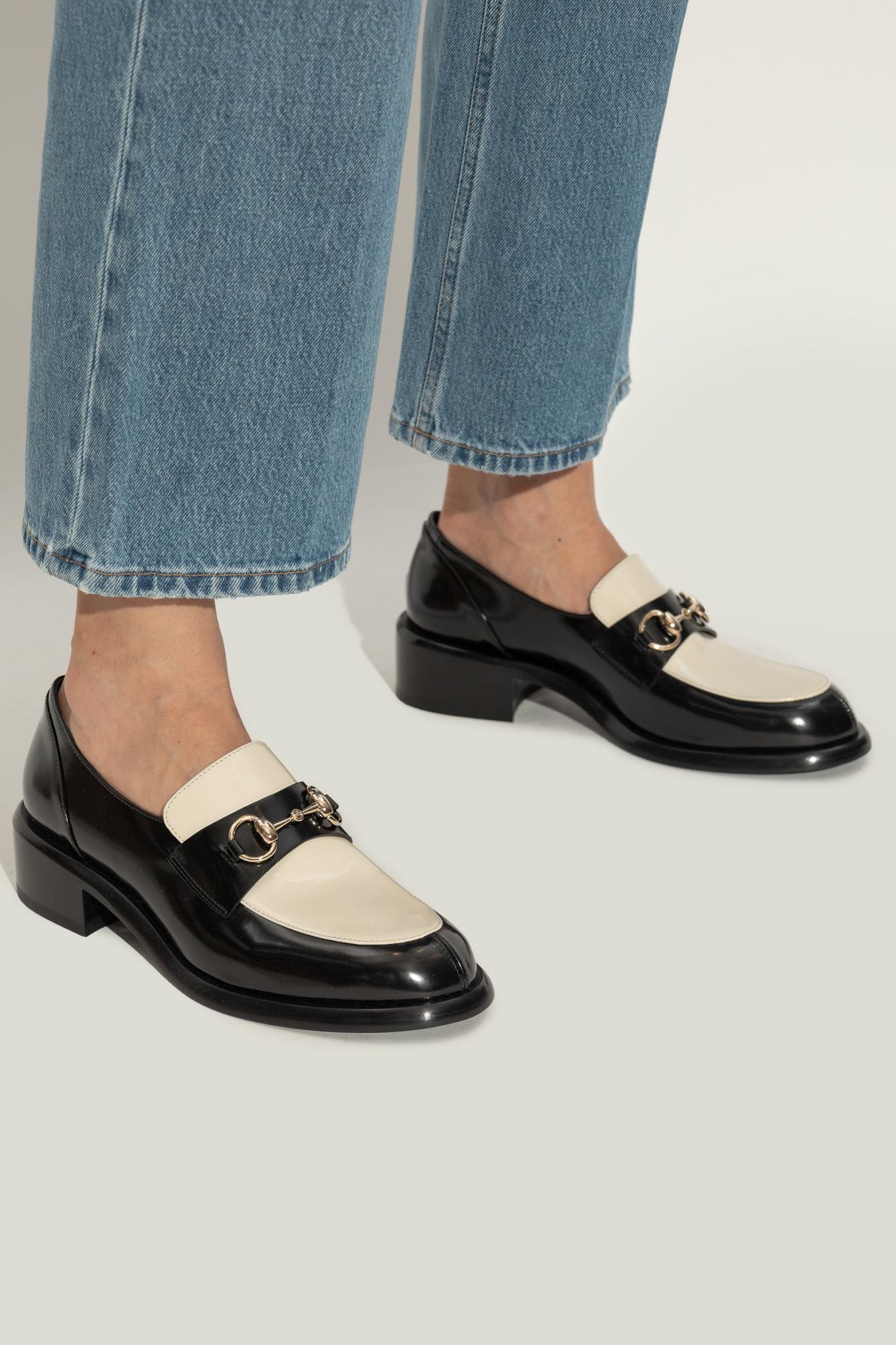 Gucci Two-tone Leather Loafers With Horsebit In Black