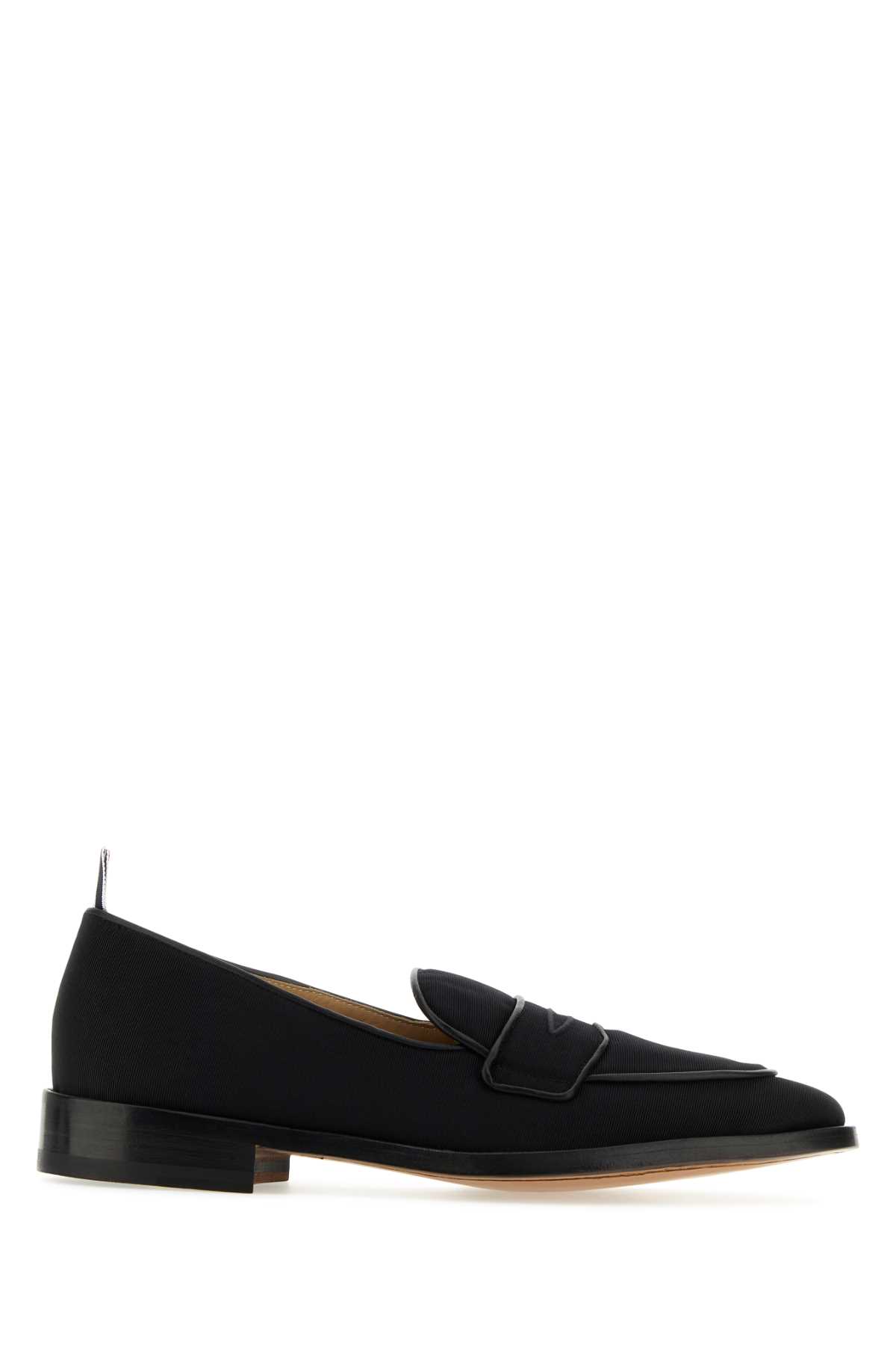 Shop Thom Browne Midnight Blue Fabric Loafers In Black