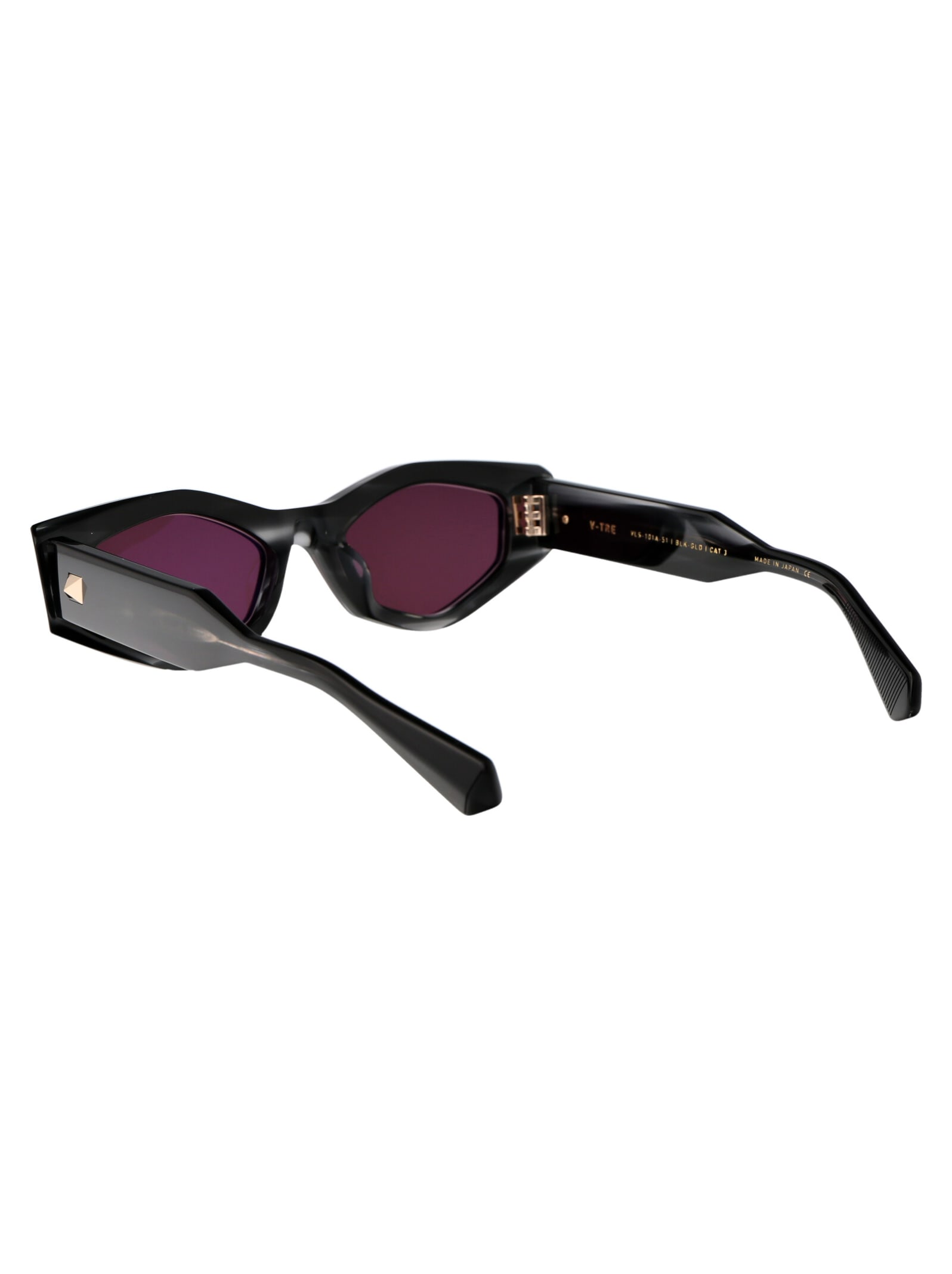 Shop Valentino V - Tre Sunglasses In 101a Blk - Gld