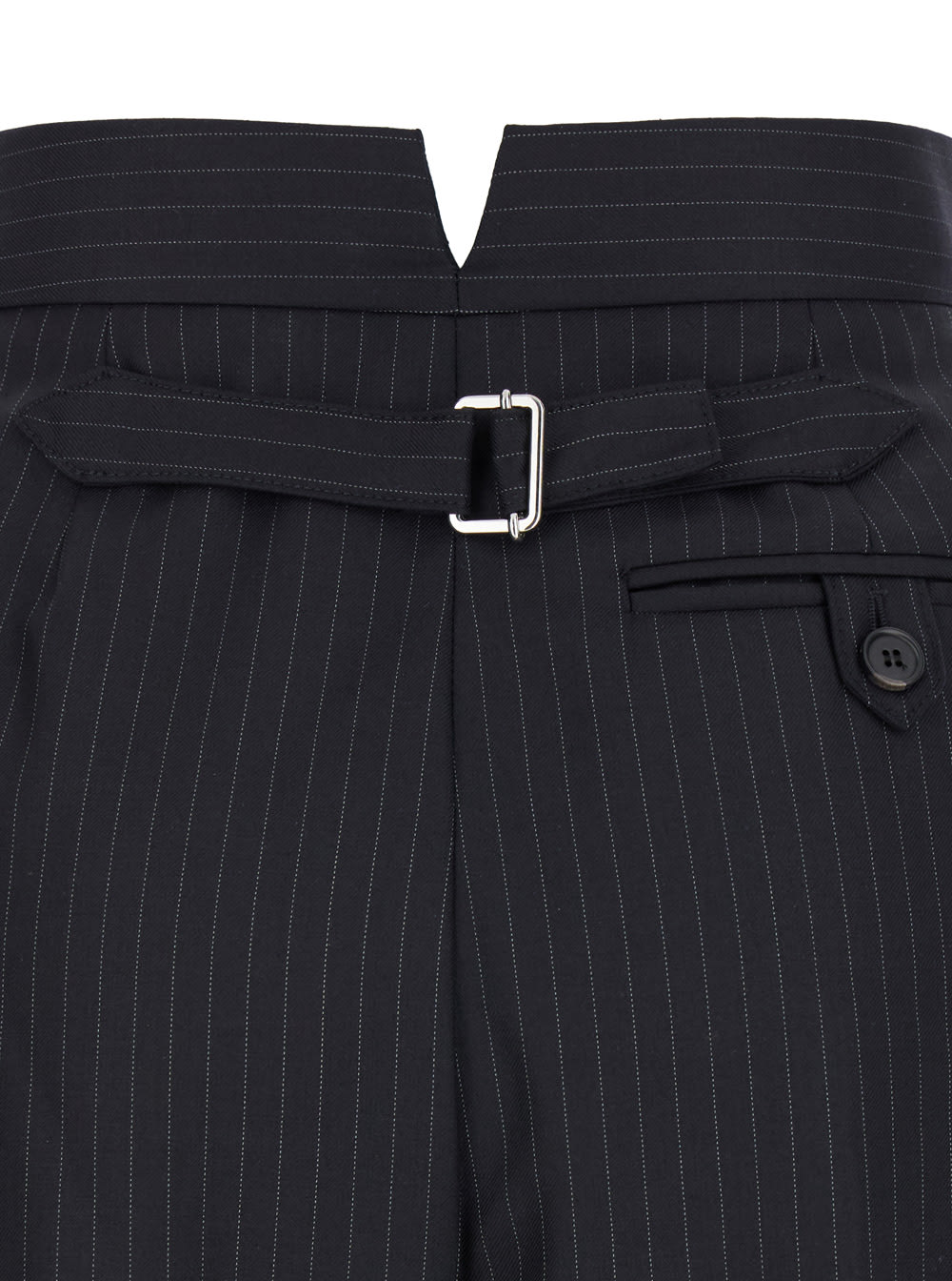 Shop Alexander Mcqueen Black High Waist Pinstripe Pants In Wool Woman In Blu