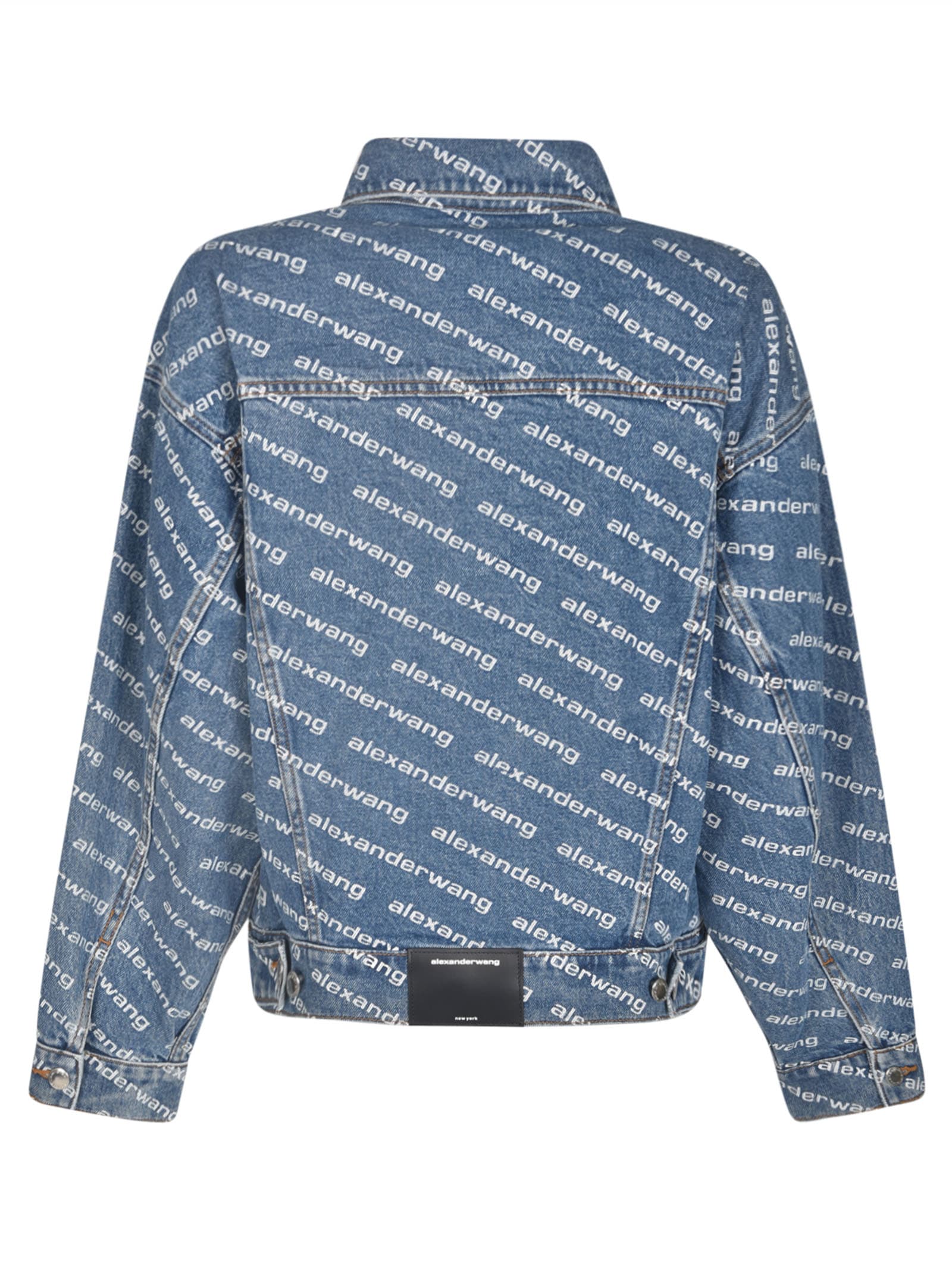 Shop Alexander Wang Logo Print Jacket In Deep Blue