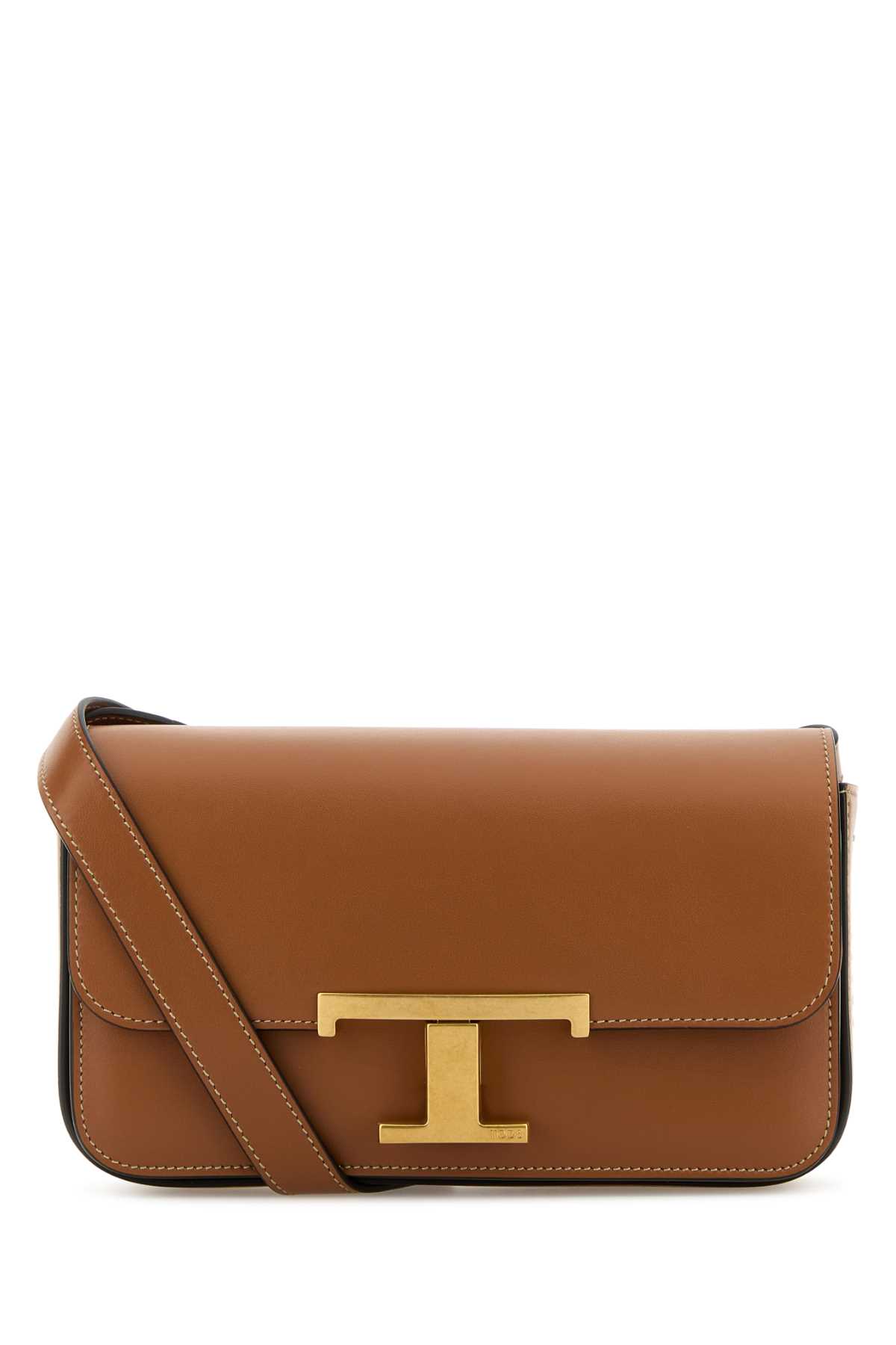 Shop Tod's Caramel Leather Micro T Timeless Crossbody Bag In Brown